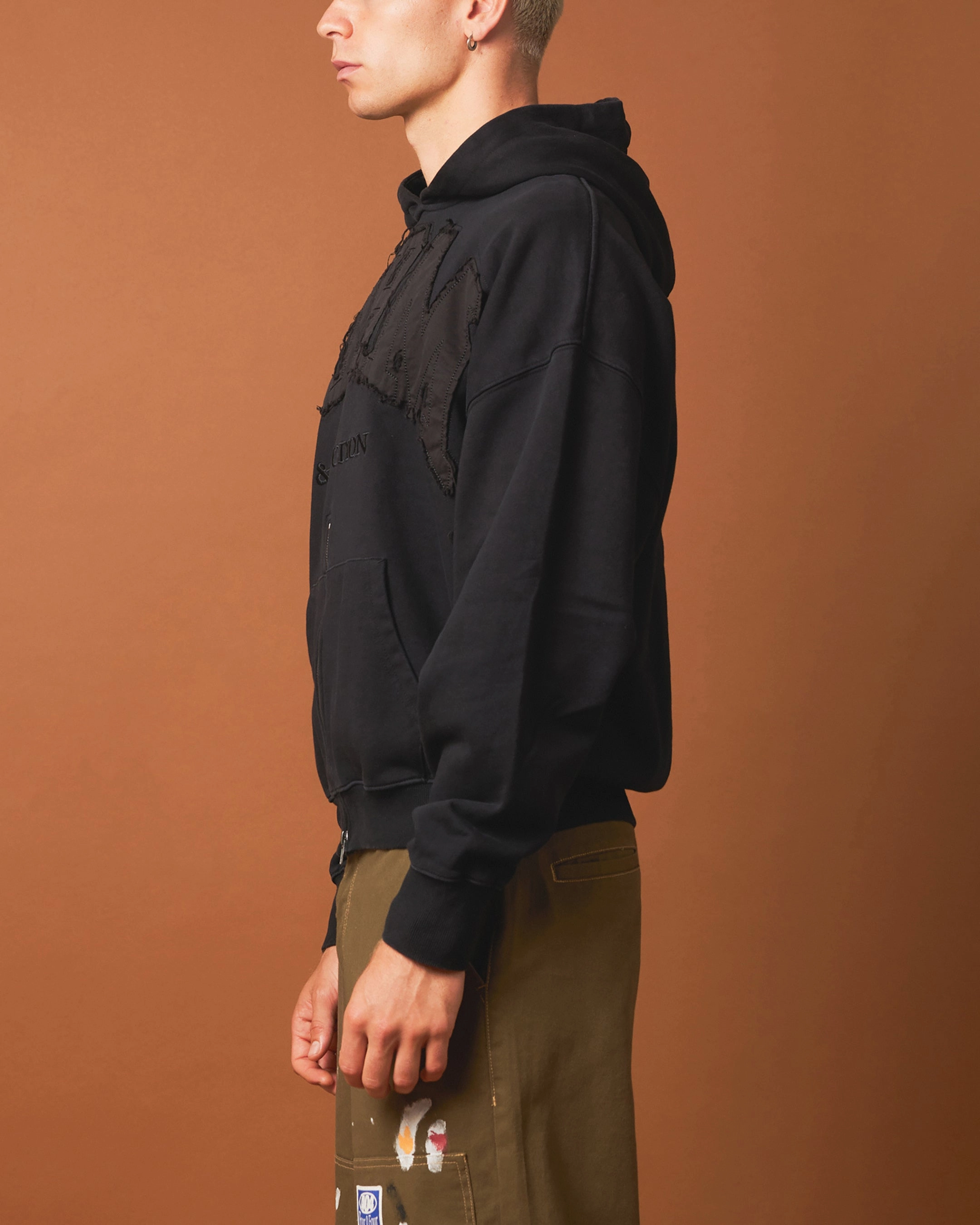 404 Bottom Zip Form Hoodie Black Non Restrictive Fit