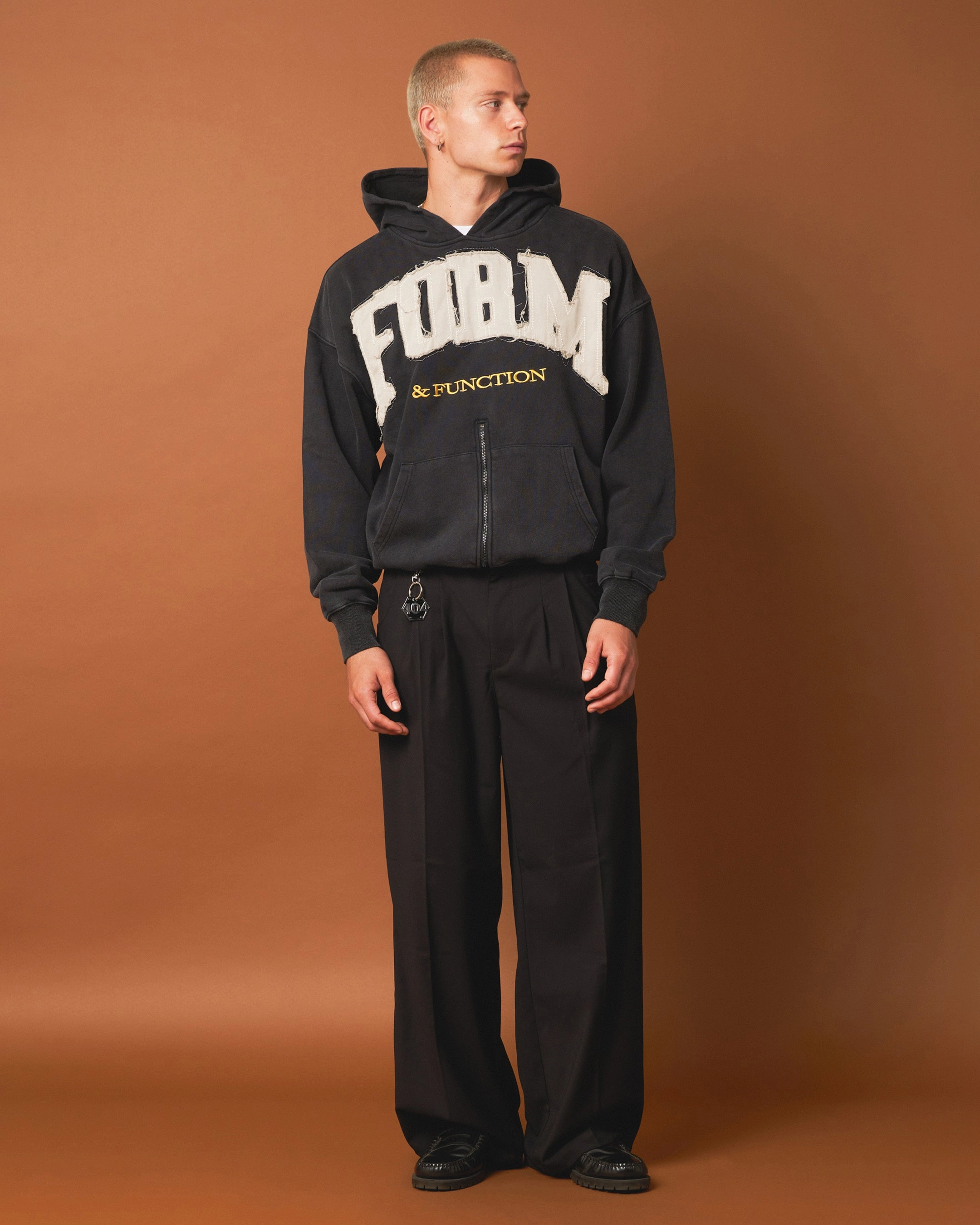 404 Bottom Zip Form Hoodie Washed Charcoal Light Function