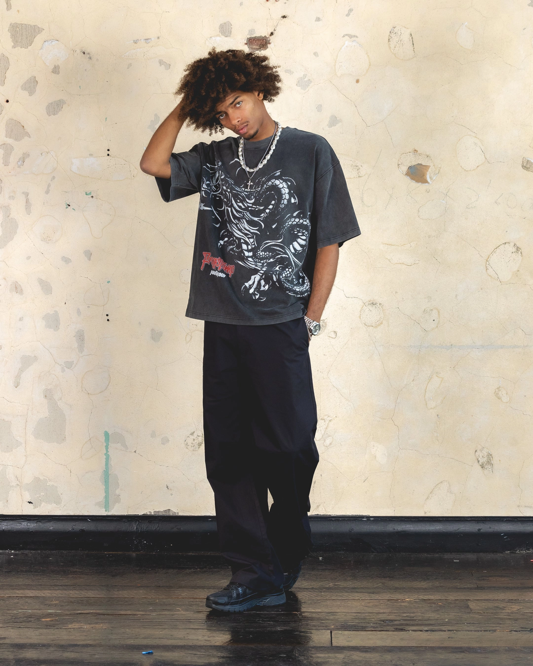 Modern Comfort Style Light Fashion 404 Dragon Vintage T-Shirt Vintage Charcoal