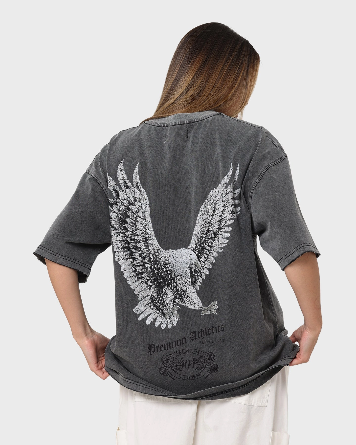 elastic waistband Unique Design 404 Flight Vintage T-Shirt Charcoal