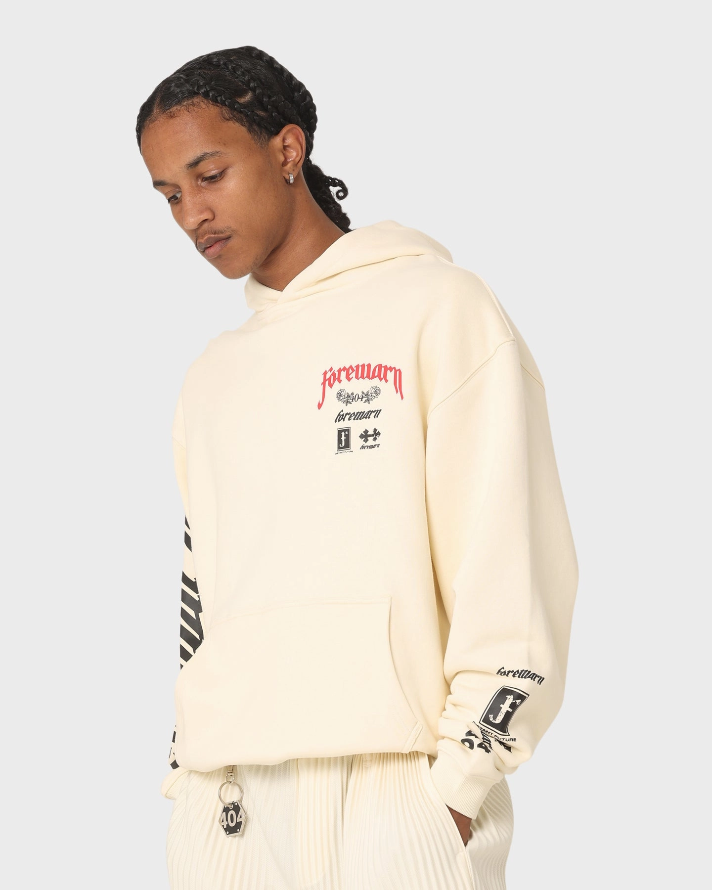 404 Forewarn Hoodie Off White Versatile Layering Piece bag