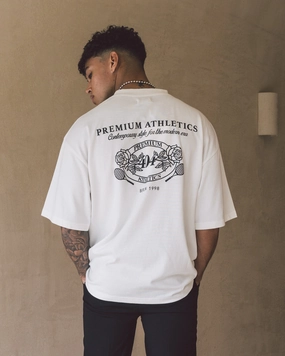 404 Premium Athletics Vintage T-Shirt Off White Moisture Management Fabric Chic Cut