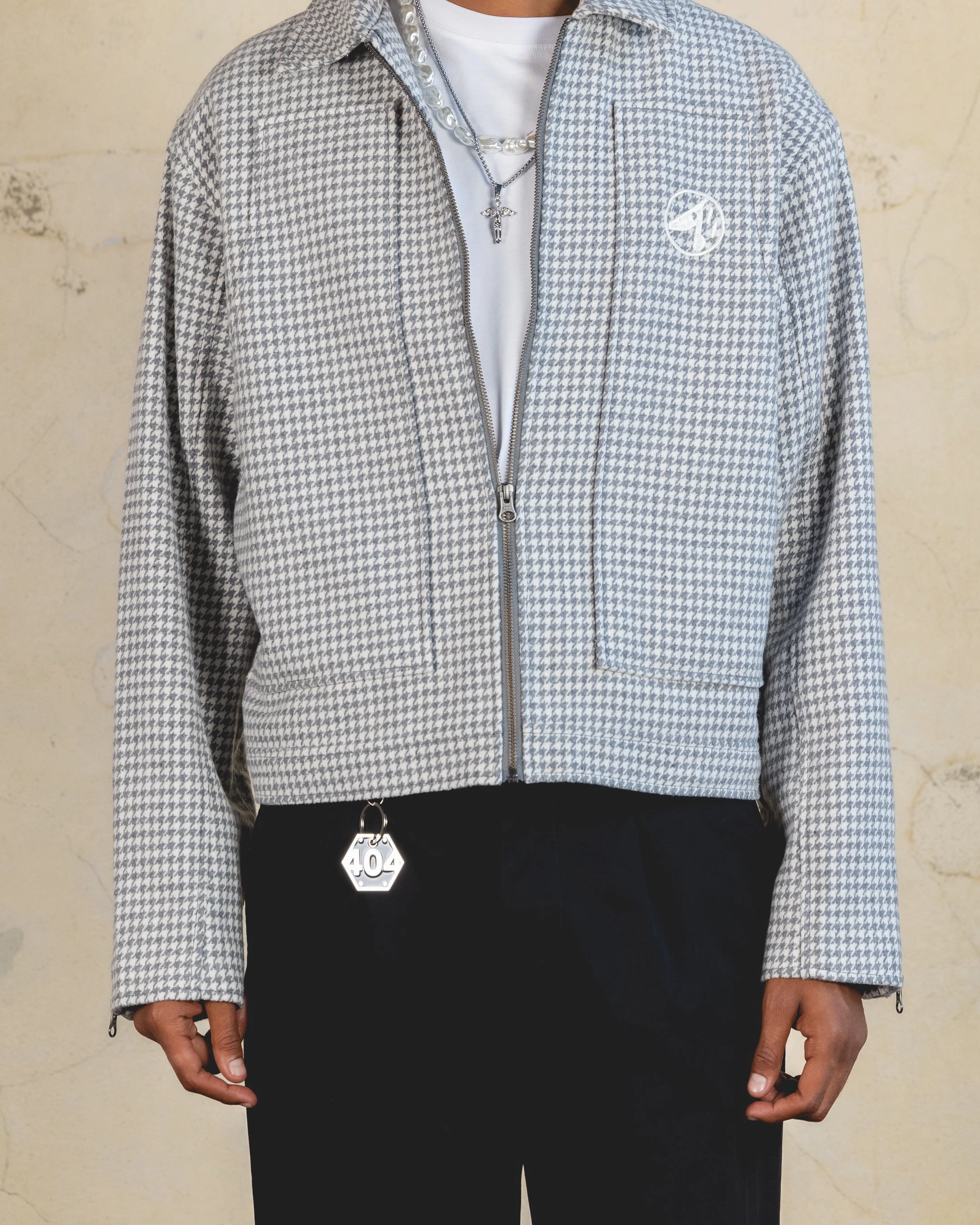 Enjoy 404 Studio Cropped Jacket Grey/White