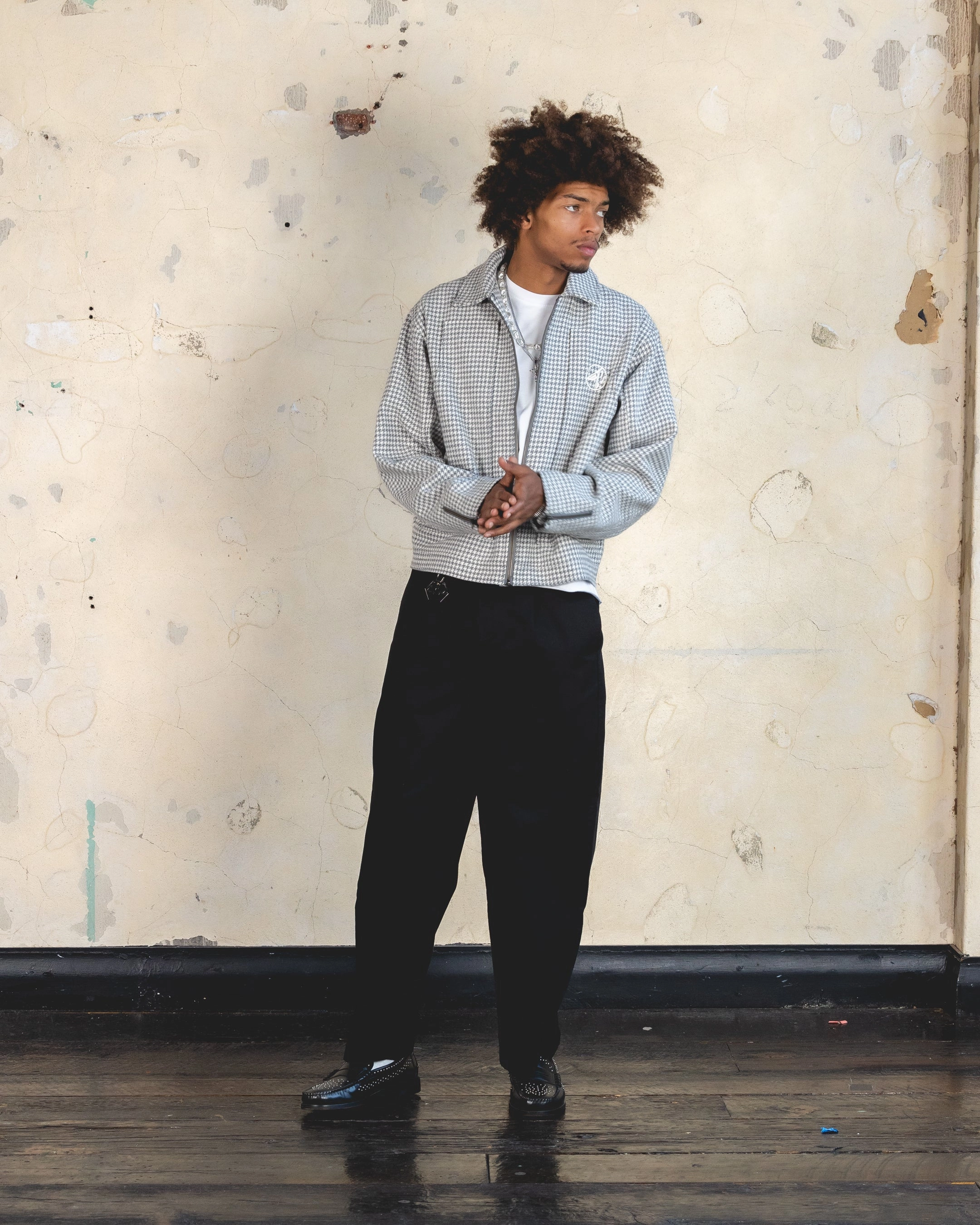 404 Studio Cropped Jacket Grey/White suitable for autumn festivals Flexible Motion