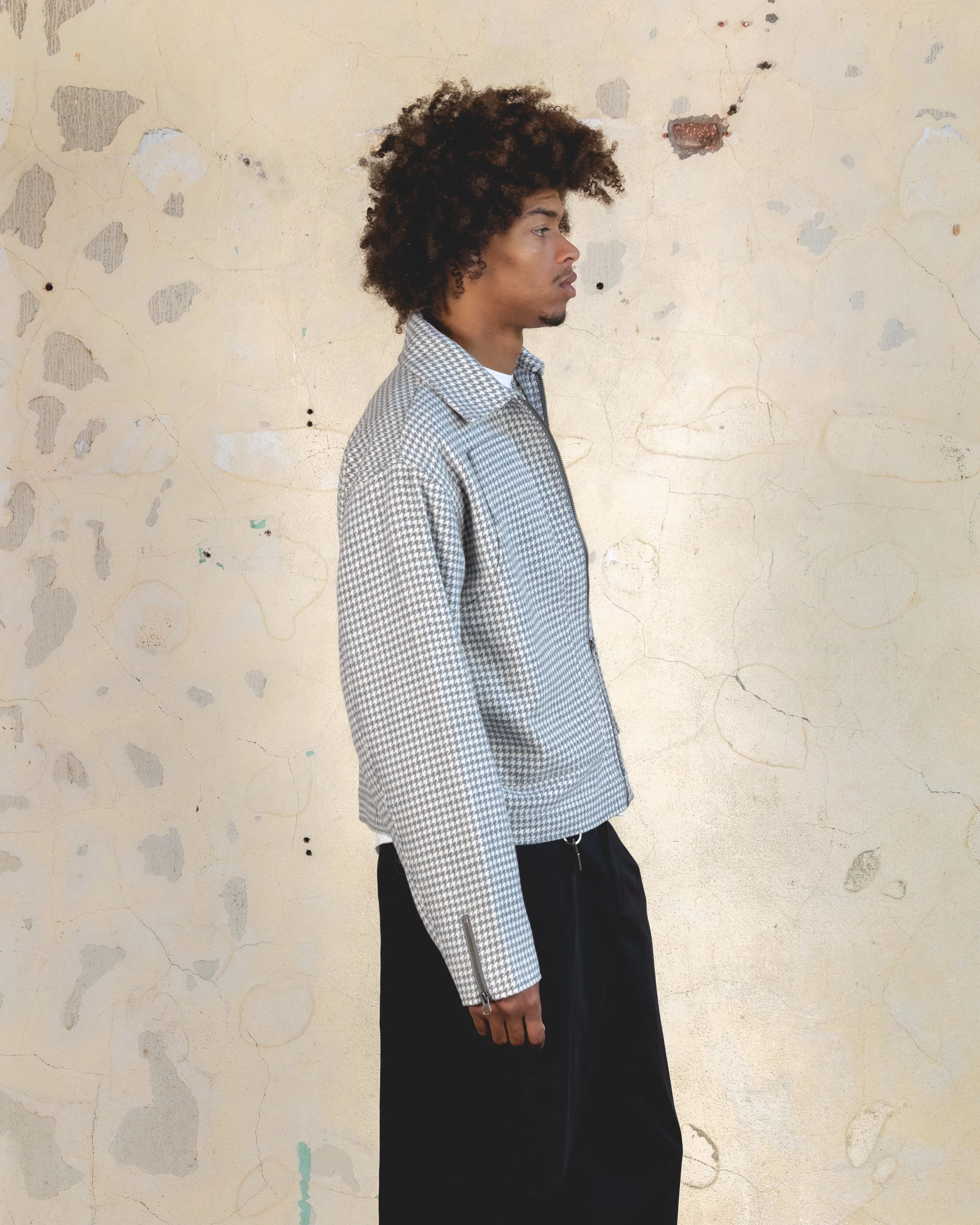 suitable for funerals FleeceBacking 404 Studio Cropped Jacket Grey/White