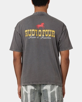 High-End Quality Contrast Inner Binding 404 Trailblazer T-Shirt Washed Charcoal