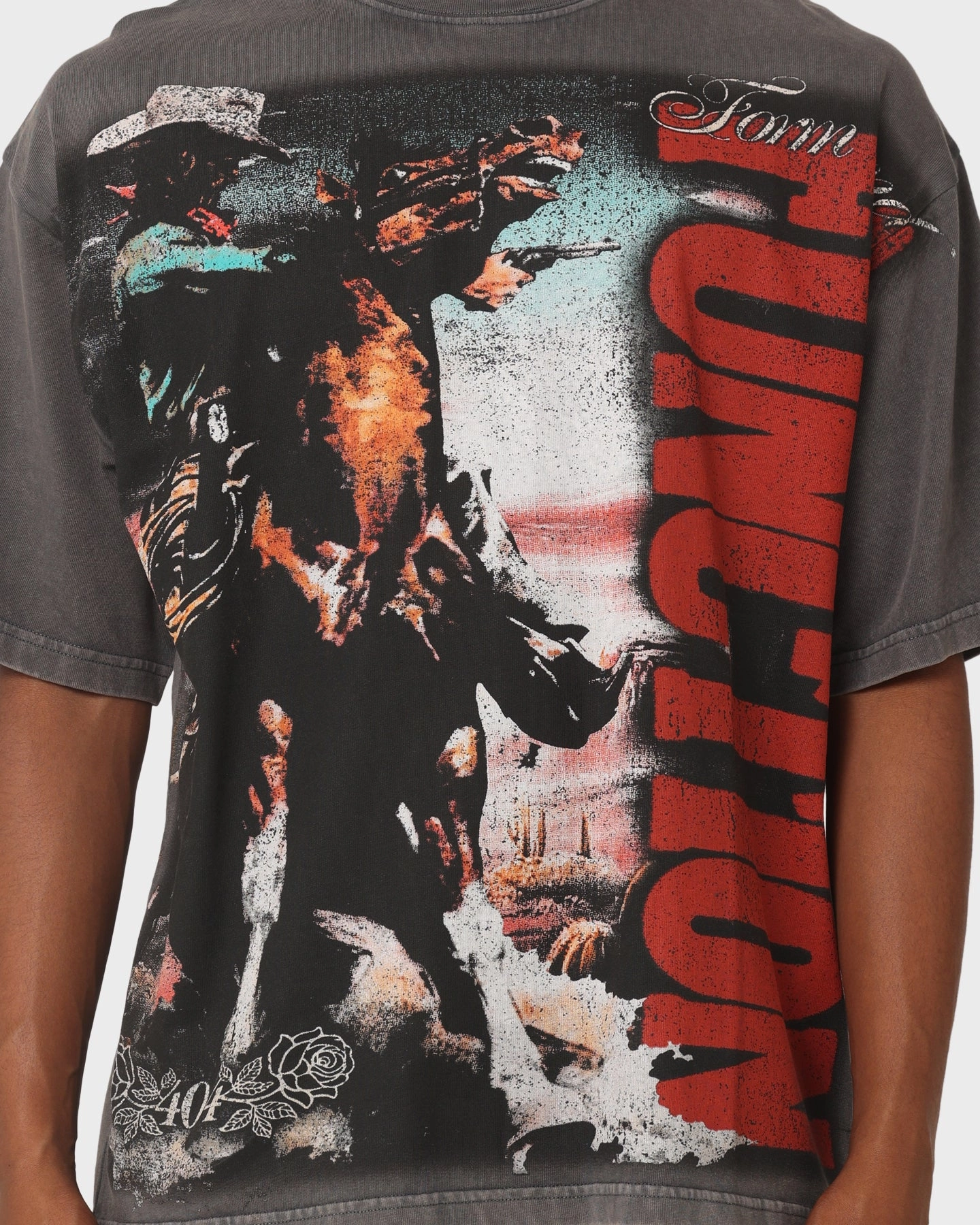 Sustainable production 404 Wild West Vintage T-Shirt Charcoal