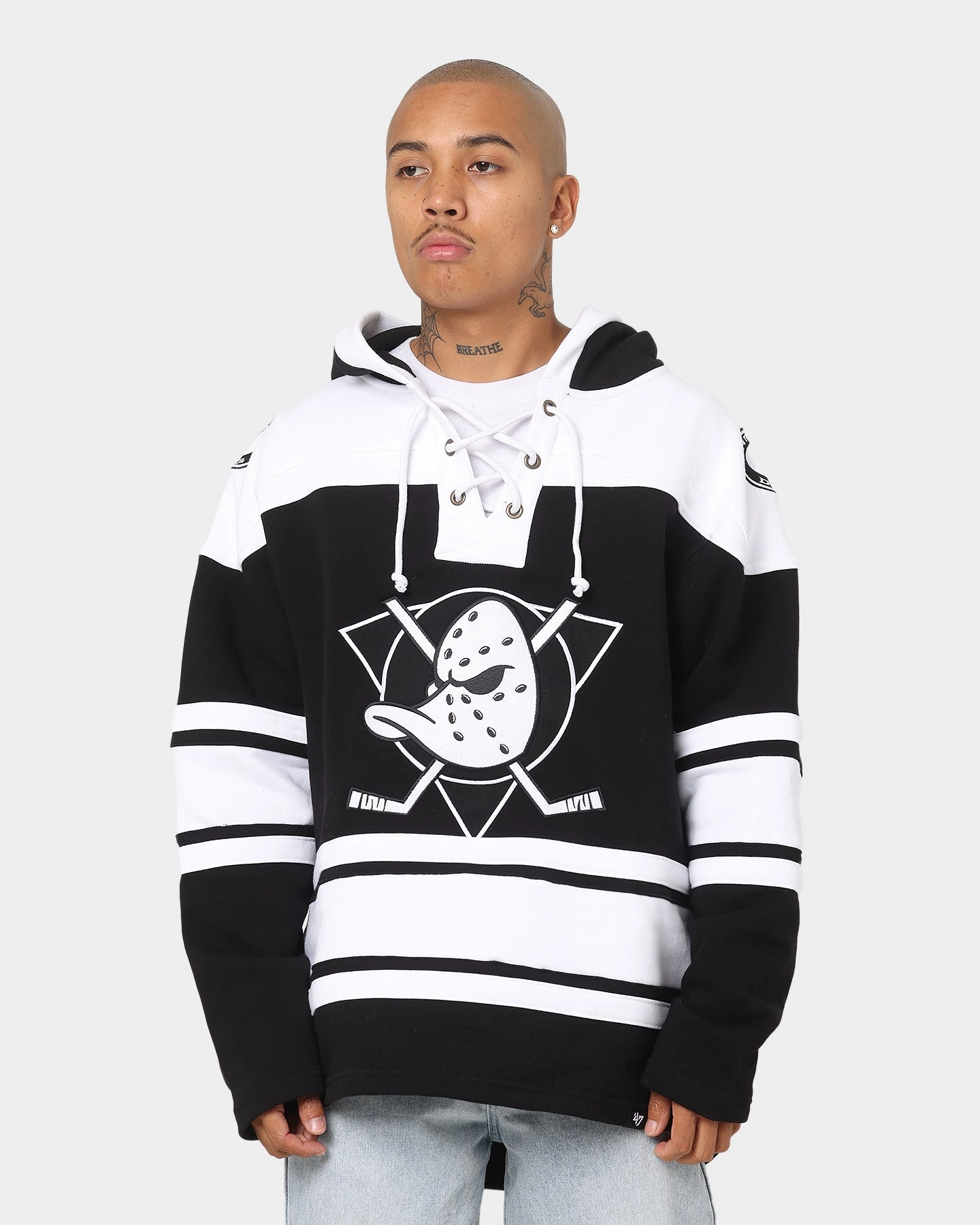 Low Profile Temperature Adaptive Fabric 47 Brand Anaheim Ducks NHL Superior '47 Lacer Hoodie Jet Black