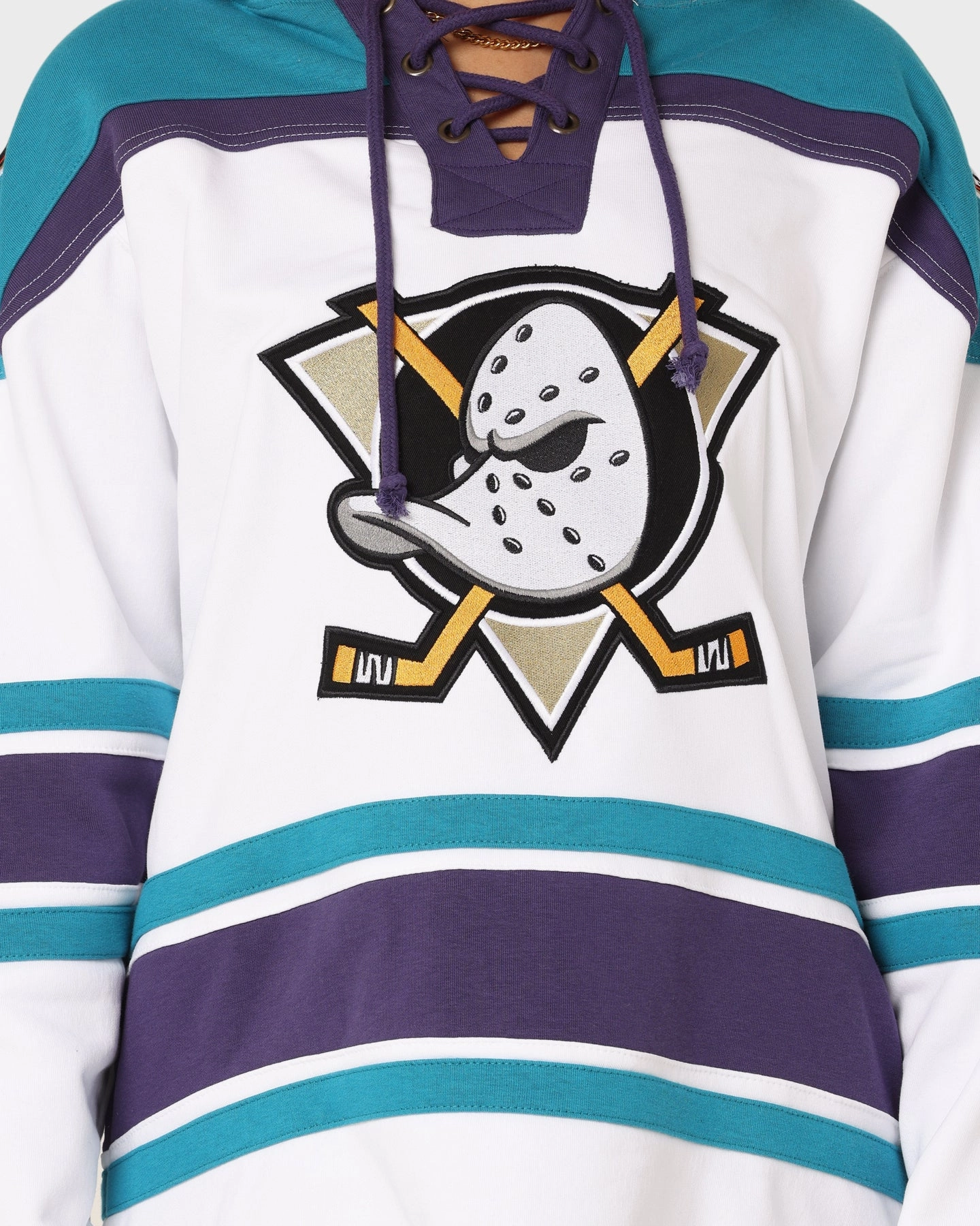 47 Brand Anaheim Ducks Superior Lacer Hoodie White Wash Mittens swimmers