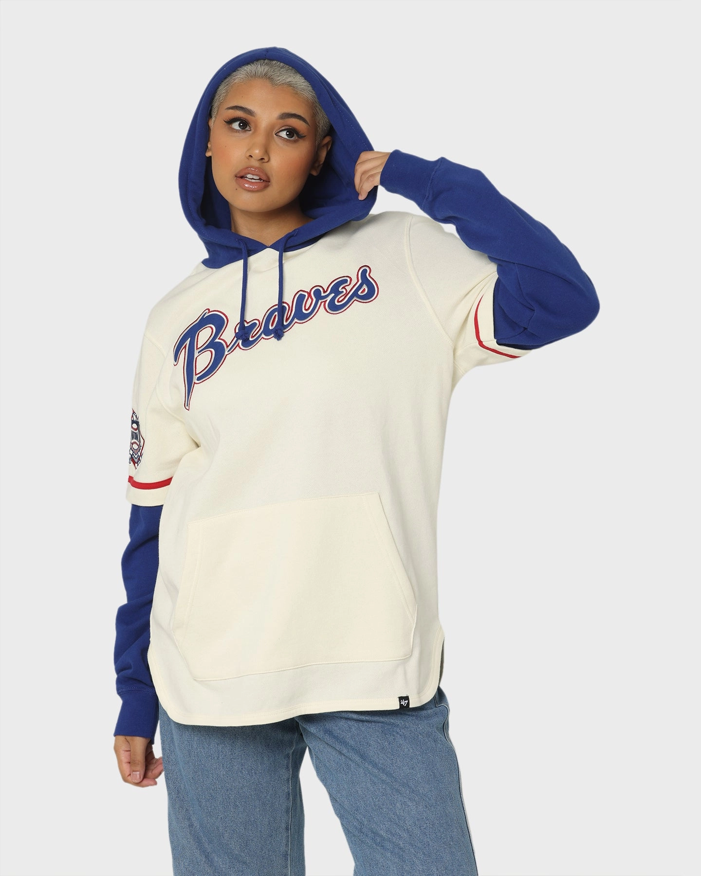 High-Performance Wear 47 Brand Atlanta Braves Shortstop Hoodie Cream