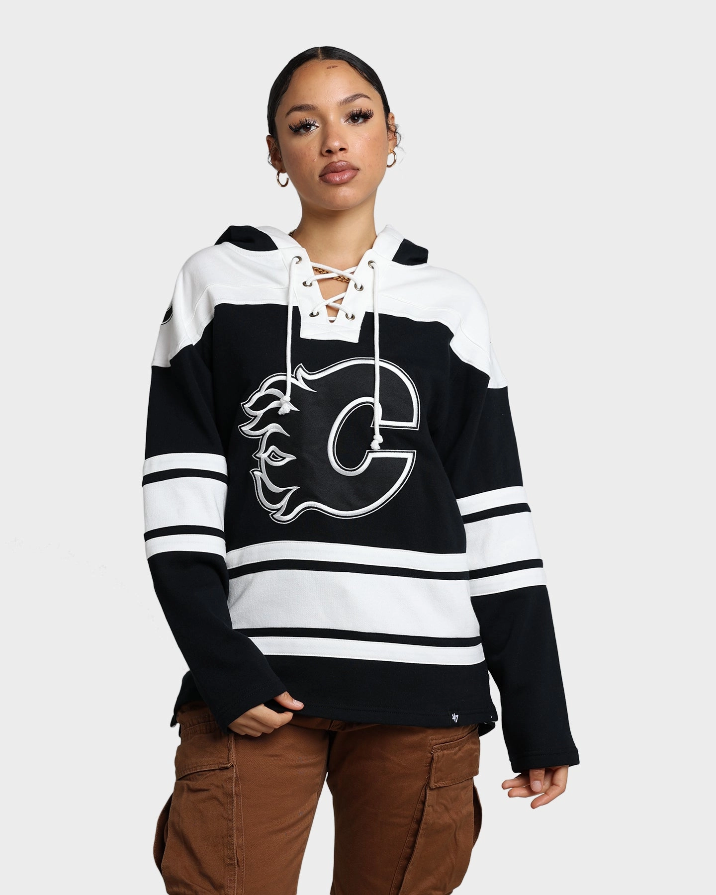 Business Meeting Thermal Jacket 47 Brand Calgary Flames Superior Lacer Hoodie Jet Black