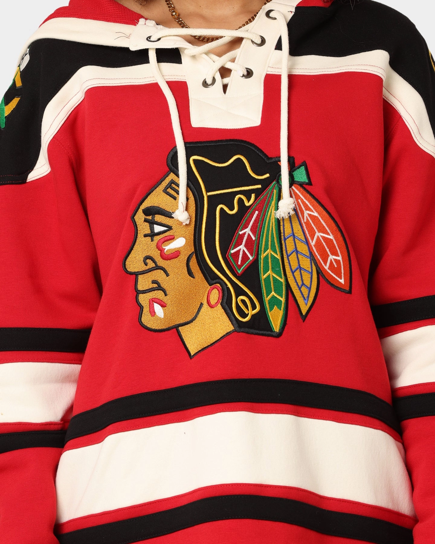 47 Brand Chicago Blackhawks Superior Lacer Hoodie Red snowboarder Custom - made