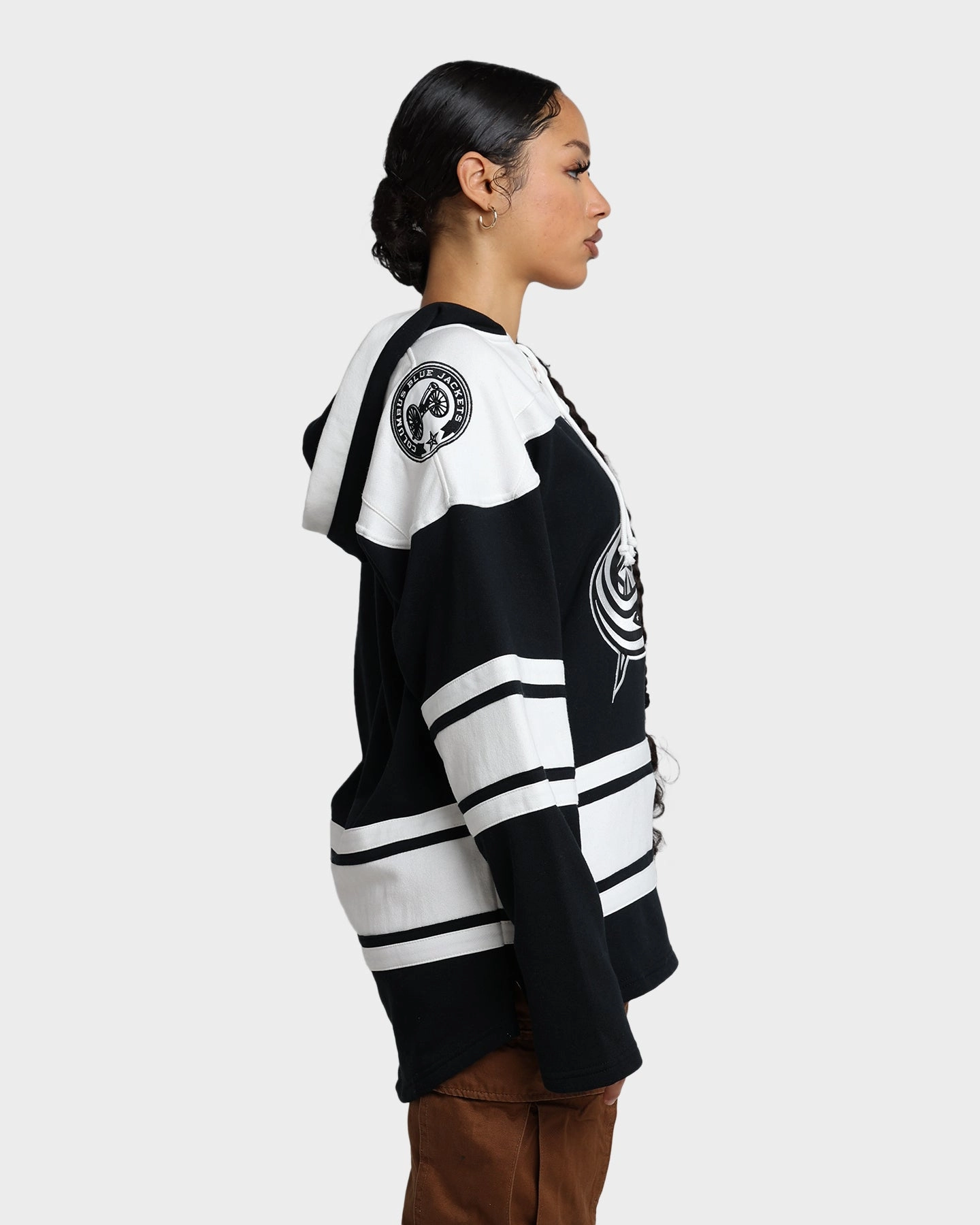 Romance 47 Brand Columbus Blue Jackets Superior Lacer Hoodie Jet Black