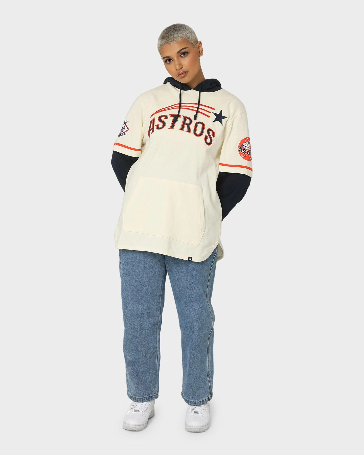 Wind Friendly Speak 47 Brand Houston Astros Shortstop Hoodie Cream