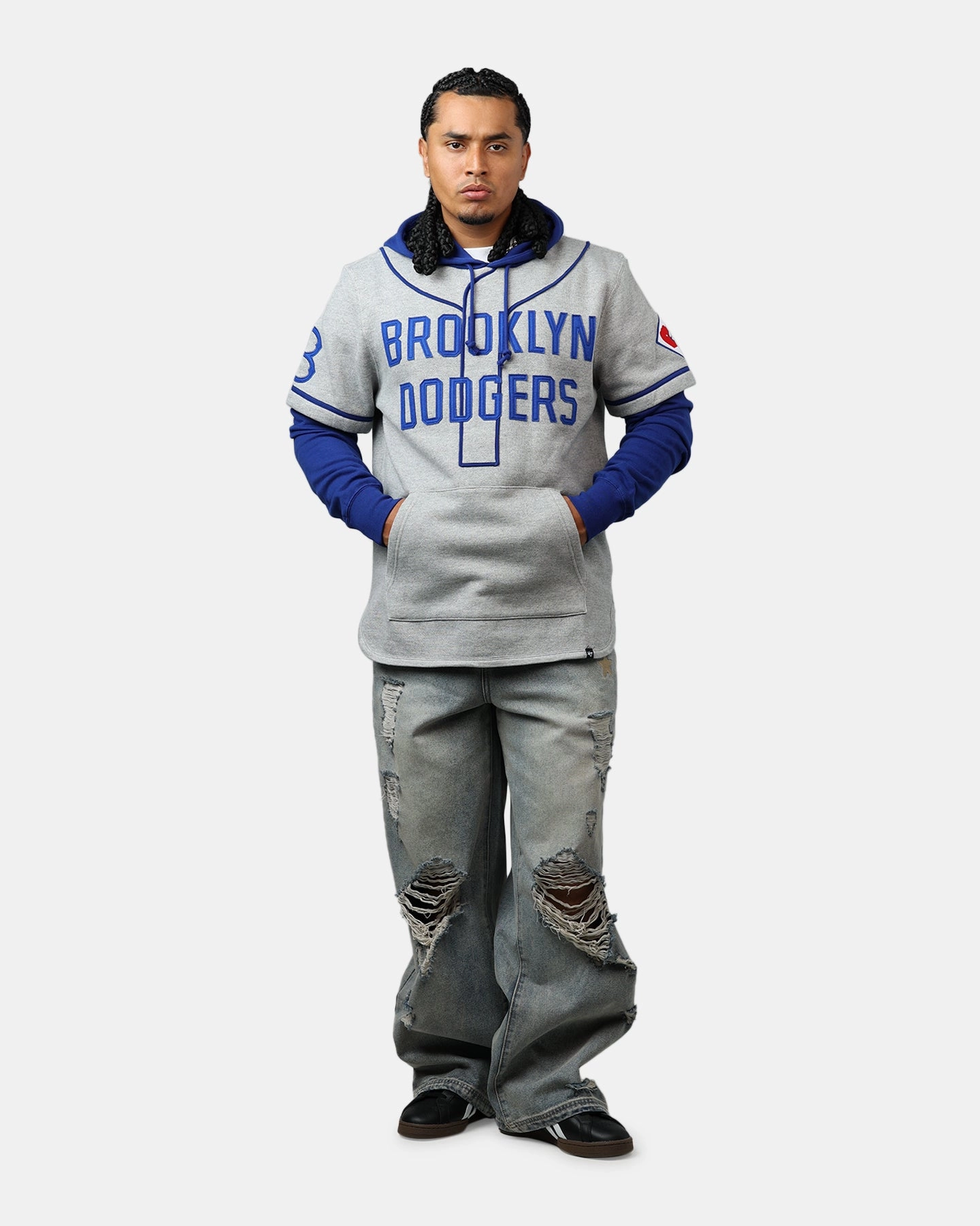 47 Brand Los Angeles Dodgers Game Hoodie Grey/Navy Algorithm Seamless Integration