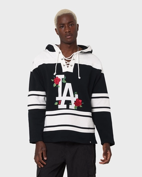 47 Brand Los Angeles Dodgers Superior Lacer Hoodie Black Rugged Comfort Pendant