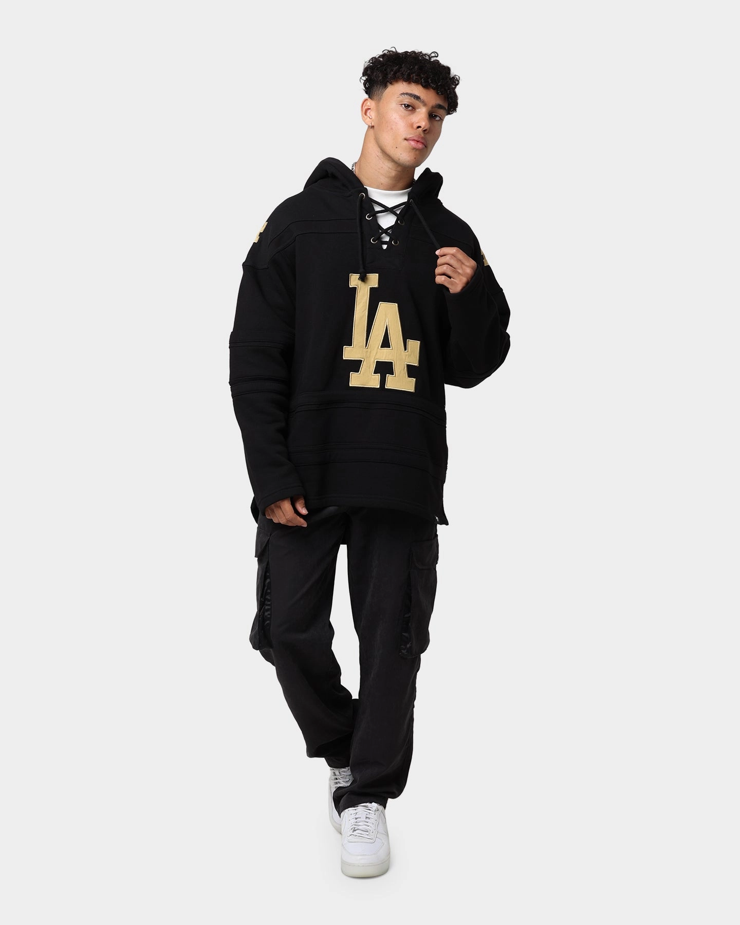 Visa 47 Brand Los Angeles Dodgers Superior Lacer Hoodie Black/Gold