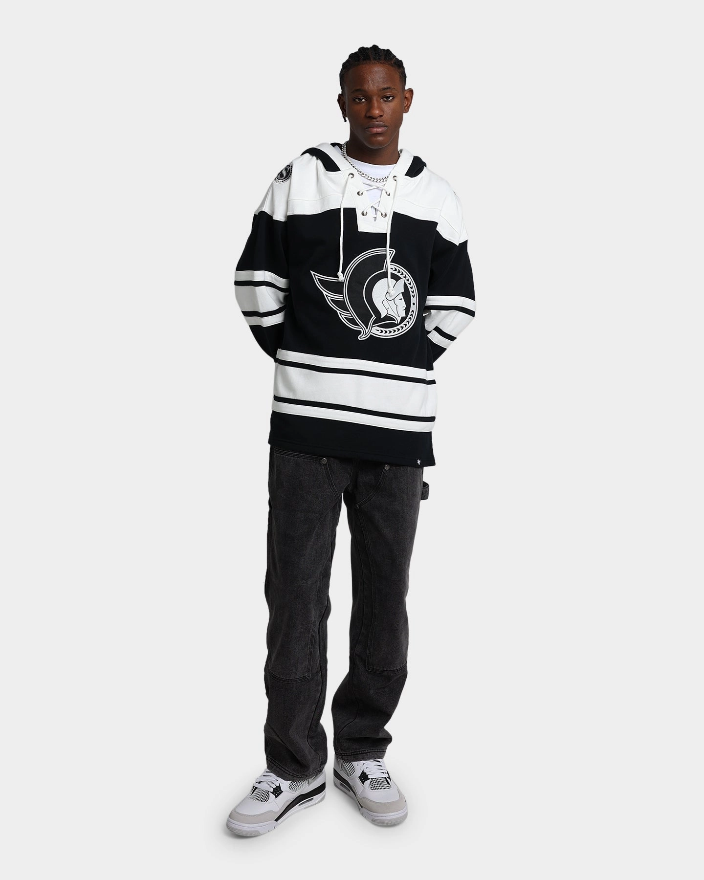 47 Brand Ottawa Senators Superior Lacer Hoodie Jet Black Anti Static Lining Sophisticated
