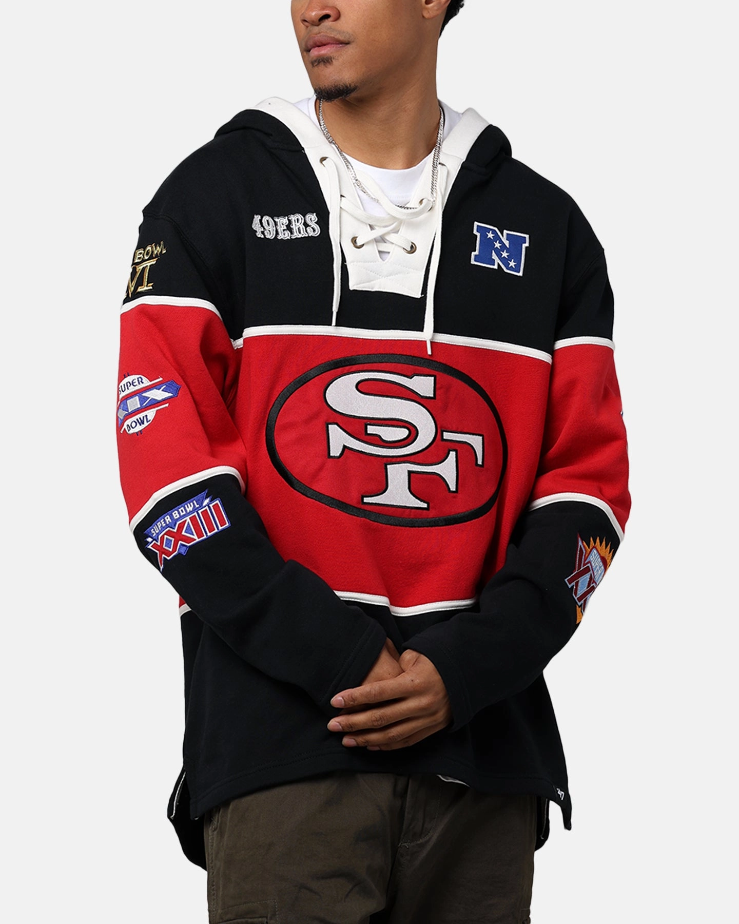 fishermen Cologne 47 Brand San Francisco 49ers Super Bowl Gridiron Lacer Hoodie Jet Black