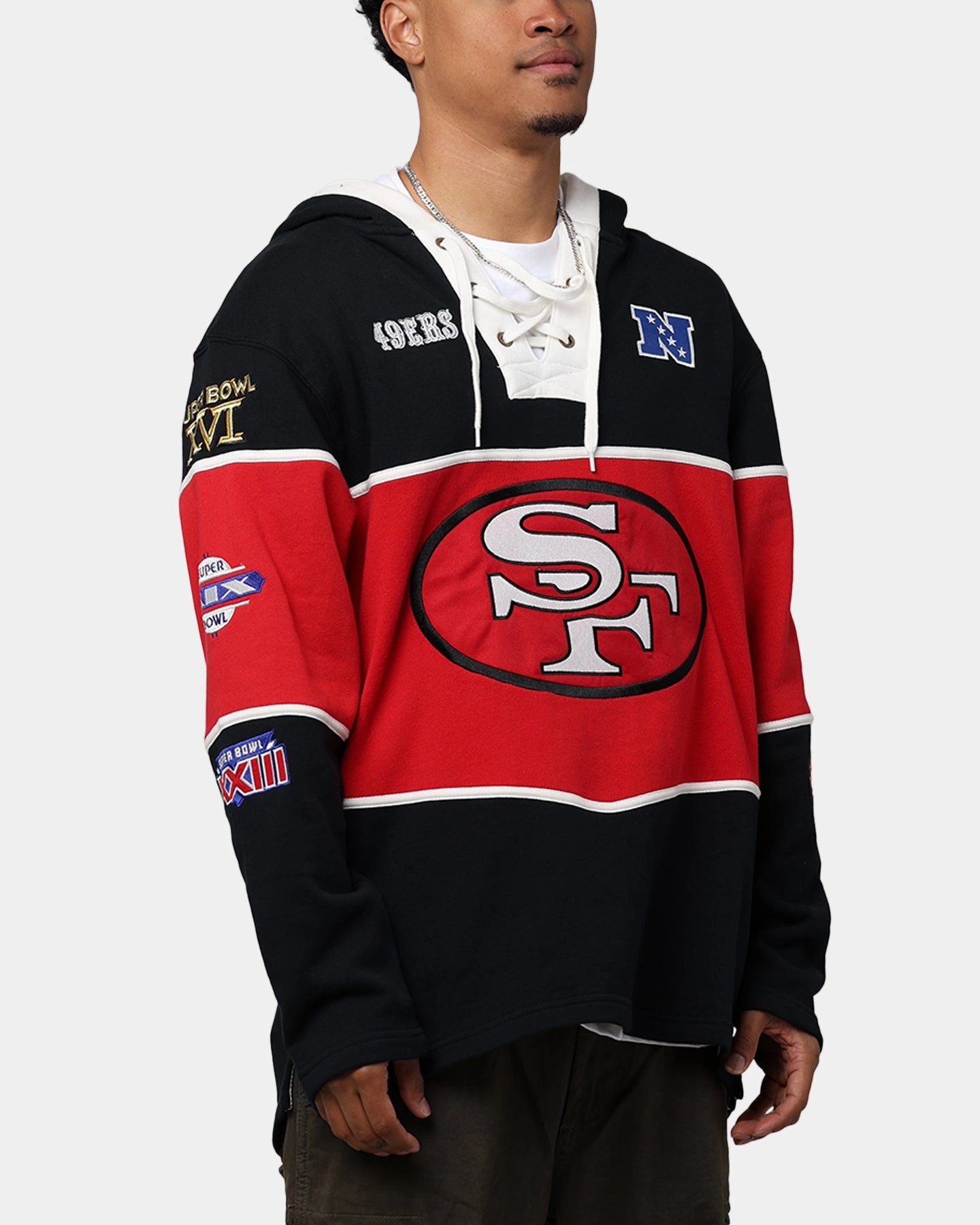 47 Brand San Francisco 49ers Super Bowl Gridiron Lacer Hoodie Jet Black Weatherproof Zipper