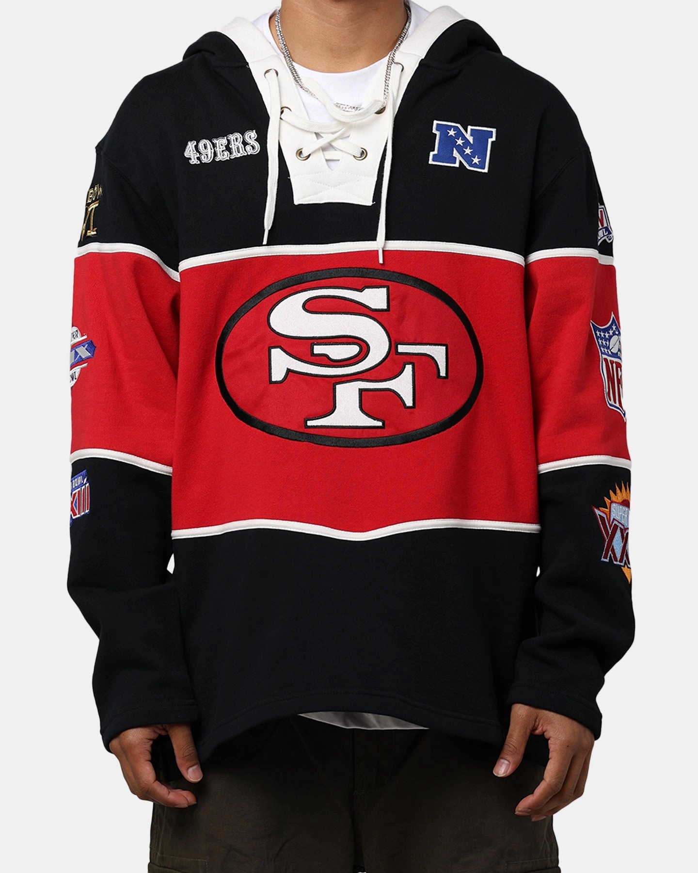 Badge snowboarding 47 Brand San Francisco 49ers Super Bowl Gridiron Lacer Hoodie Jet Black