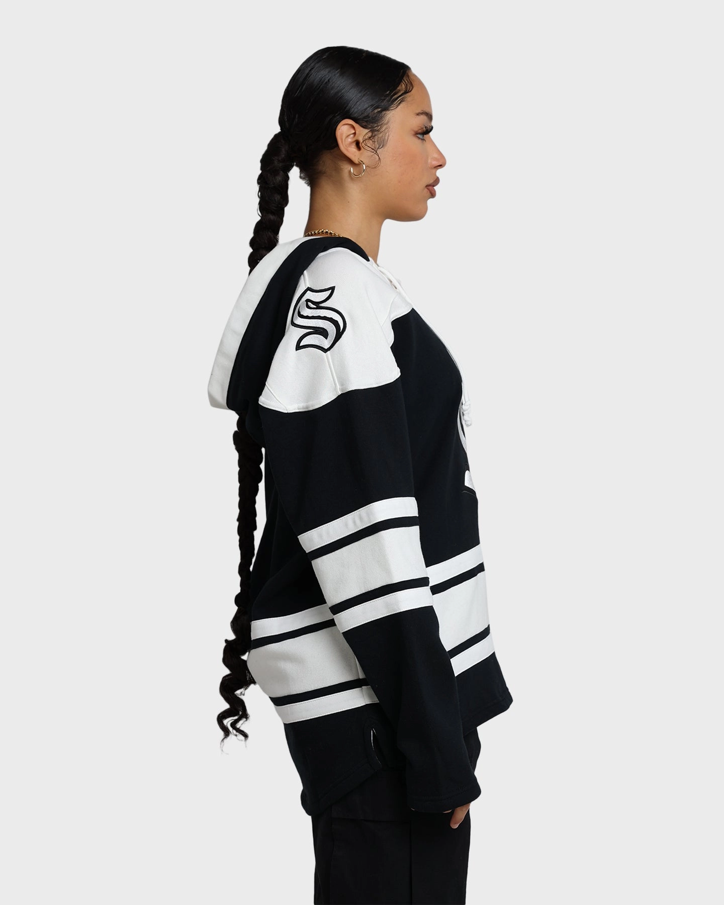 47 Brand Seattle Kraken Superior Lacer Hoodie Jet Black Sleek Fit