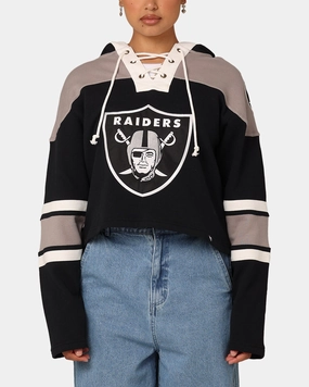 47 Brand Women's Las Vegas Raiders Cropped Lacer Hoodie Jet Black campers suitable for formal meetings