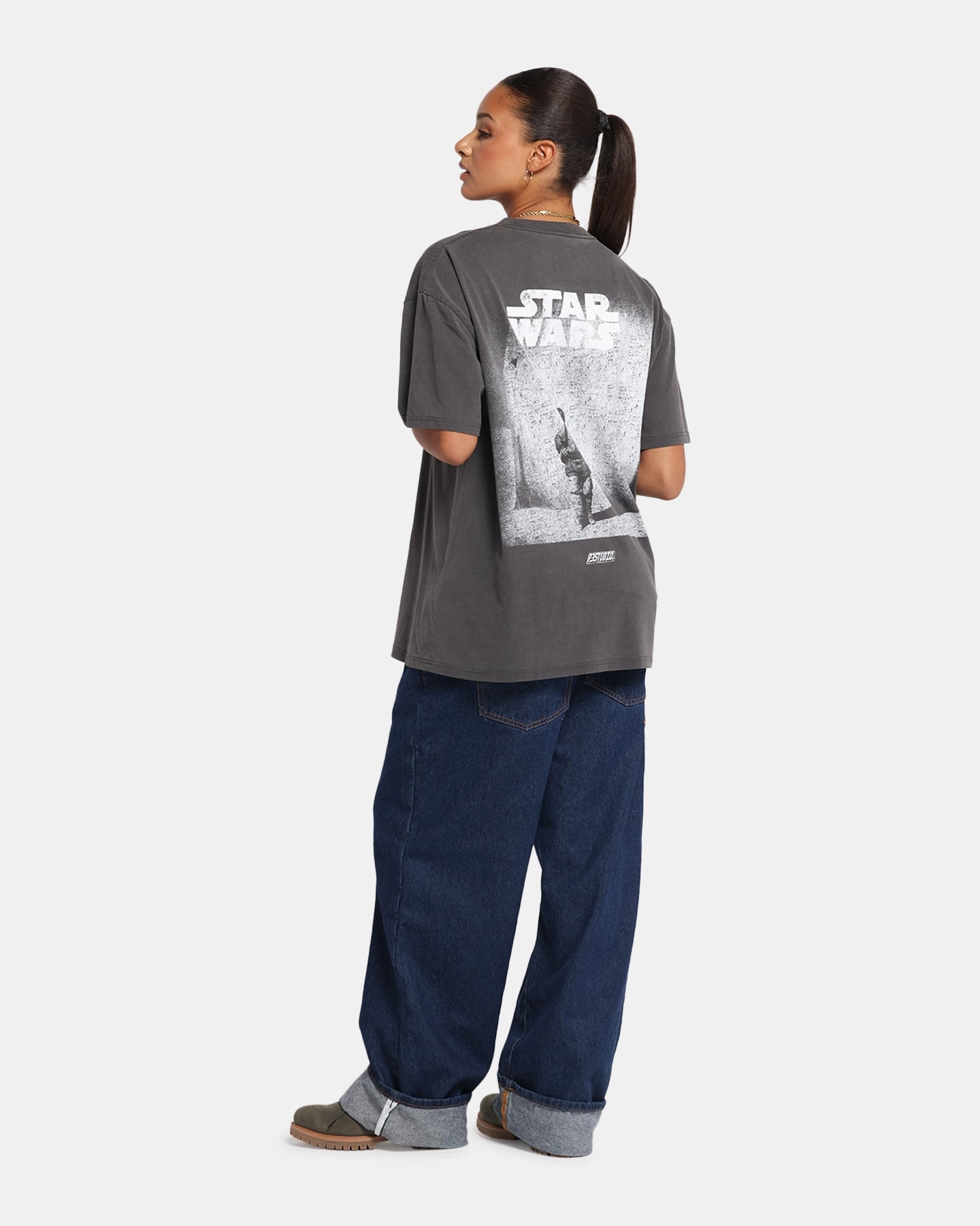 Soft and durable Office Casual 73 Studio Star Wars Anakin The Boy Vintage T-Shirt Black Wash