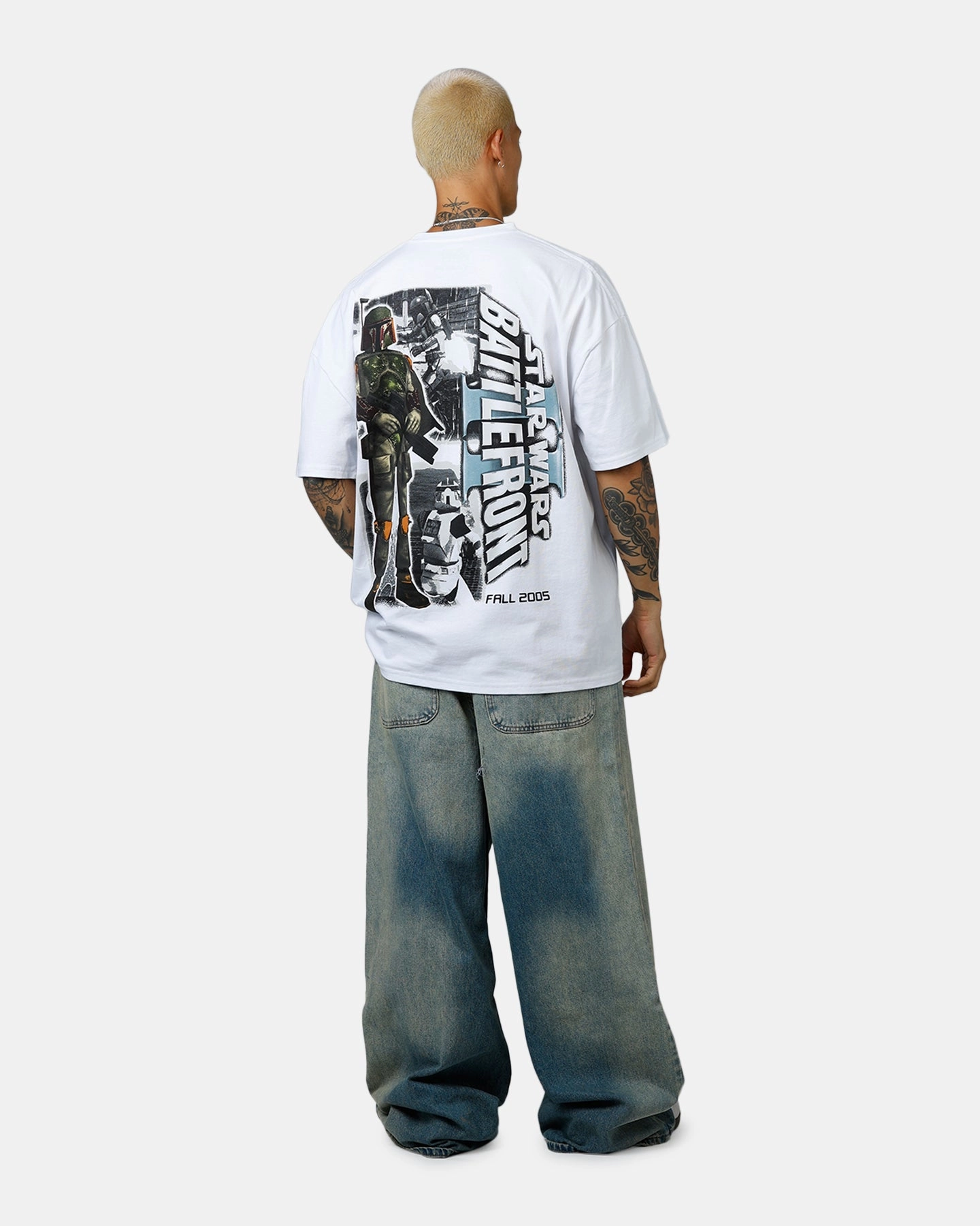 Flatlock stitching Chafe Free Armhole 73 Studio Star Wars Boba Fett Battlefront II T-Shirt White