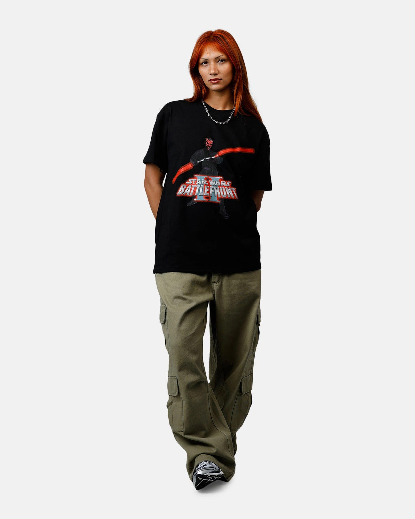 73 Studio Star Wars Darth Maul Battlefront II T-Shirt Black Relaxed and Easy