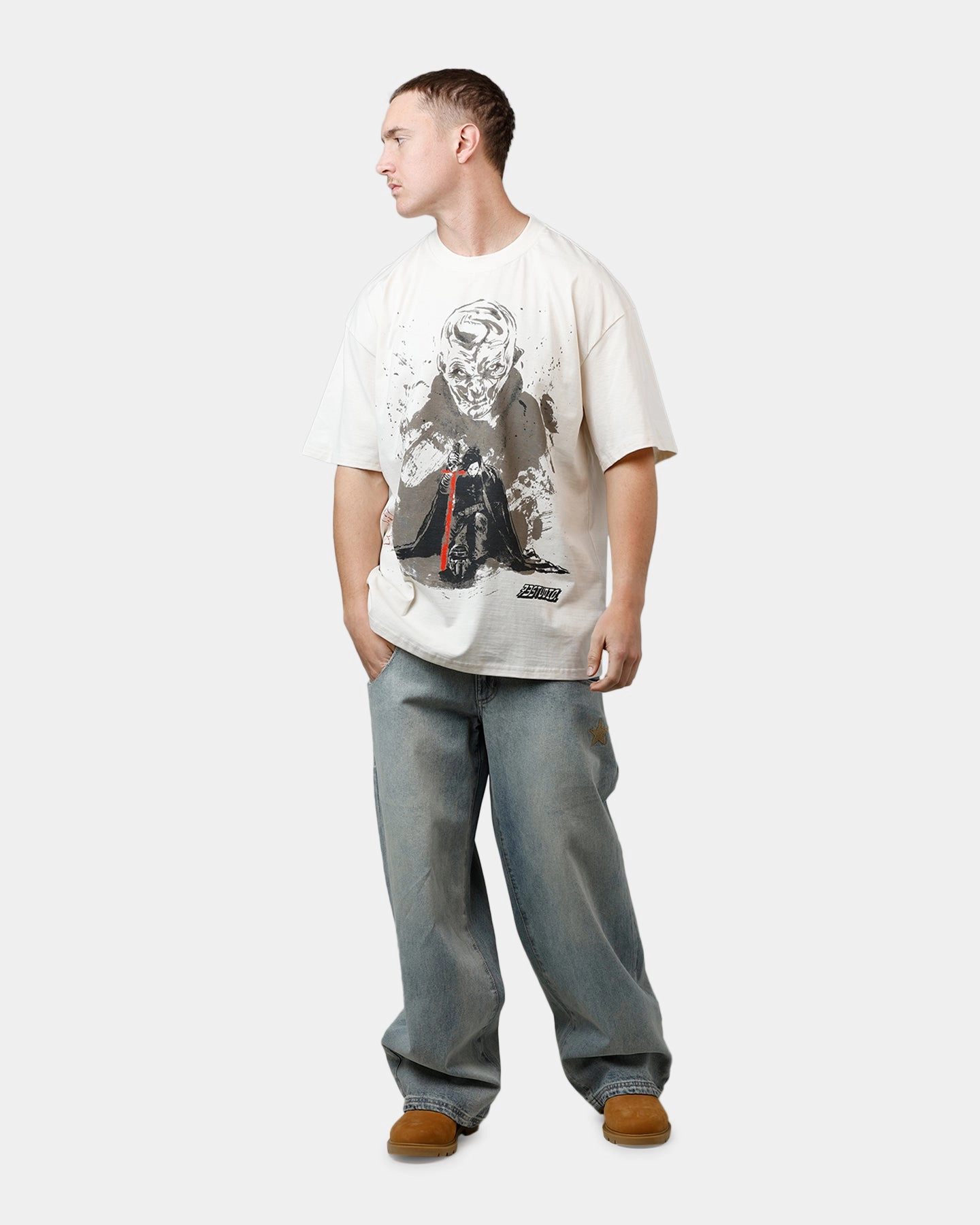 73 Studio Star Wars Takumi Last Jedi Vintage T-Shirt Off White MoistureControlFibers
