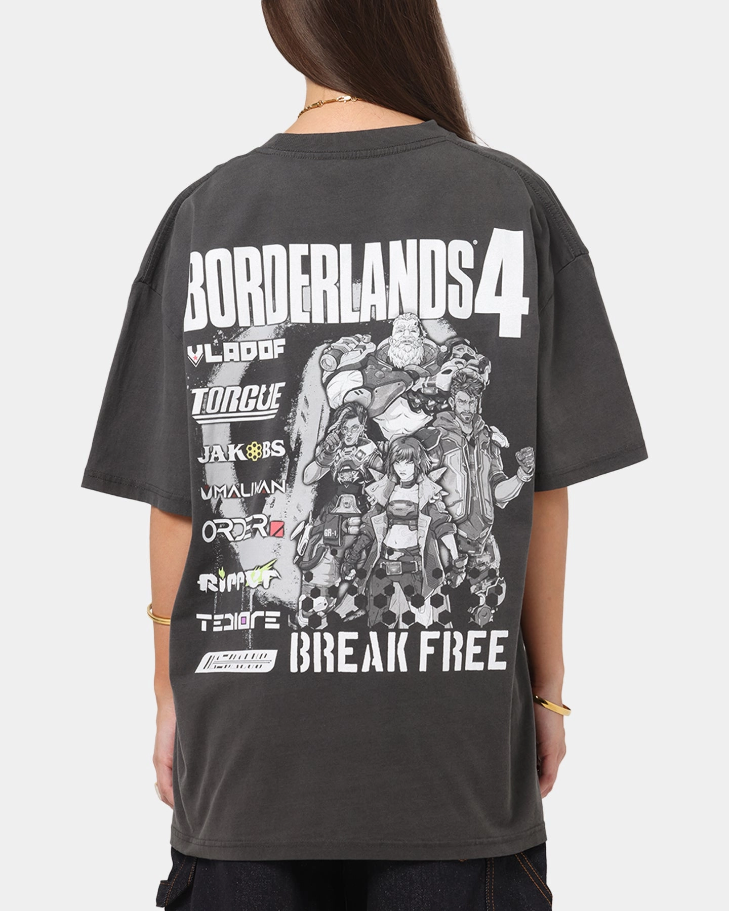 73 Studio X Borderlands 4 Break Free T-Shirt Black Wash Trendy Vibes Wear Trendy Apparel