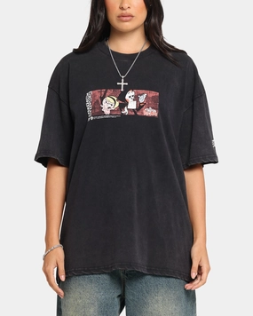 73 Studio X Cartoon Network Bill & Mandy Box Logo Vintage T-Shirt Black Acidwash Layered Style