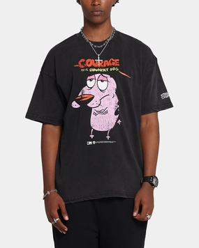 73 Studio X Cartoon Network Courage The Cowardly Dog Grail Vintage T-Shirt Black Acidwash Soft and durable