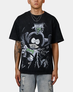 73 Studio X Cartoon Network South Park Mysterion Heavyweight T-Shirt Black Acidwash Versatile Layering Piece Casual Chic