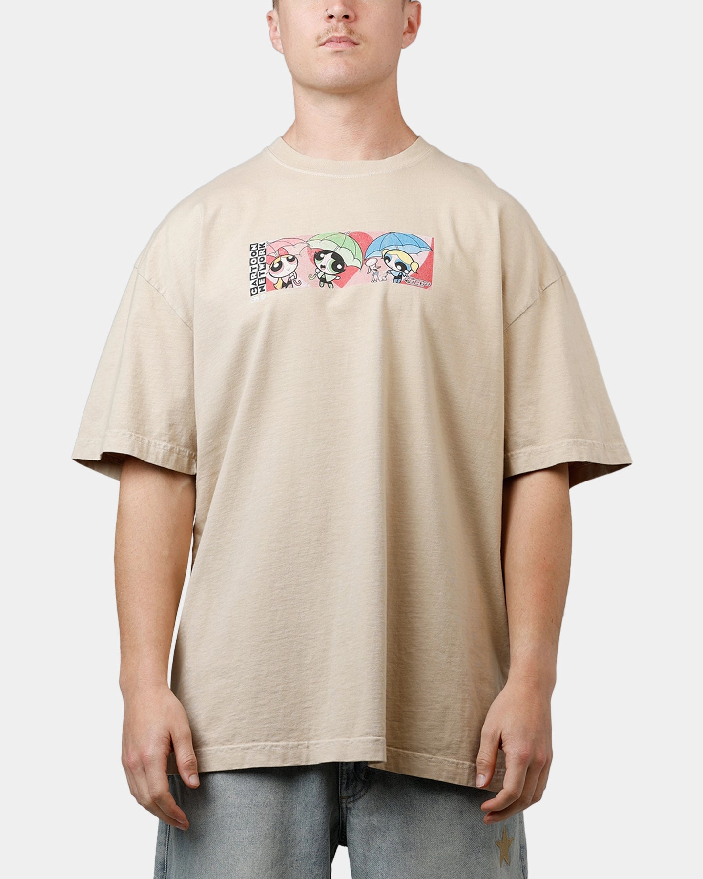 73 Studio X Cartoon Network The Powerpuff Girls Grail Vintage T-Shirt Stone Sustainable Material Blend