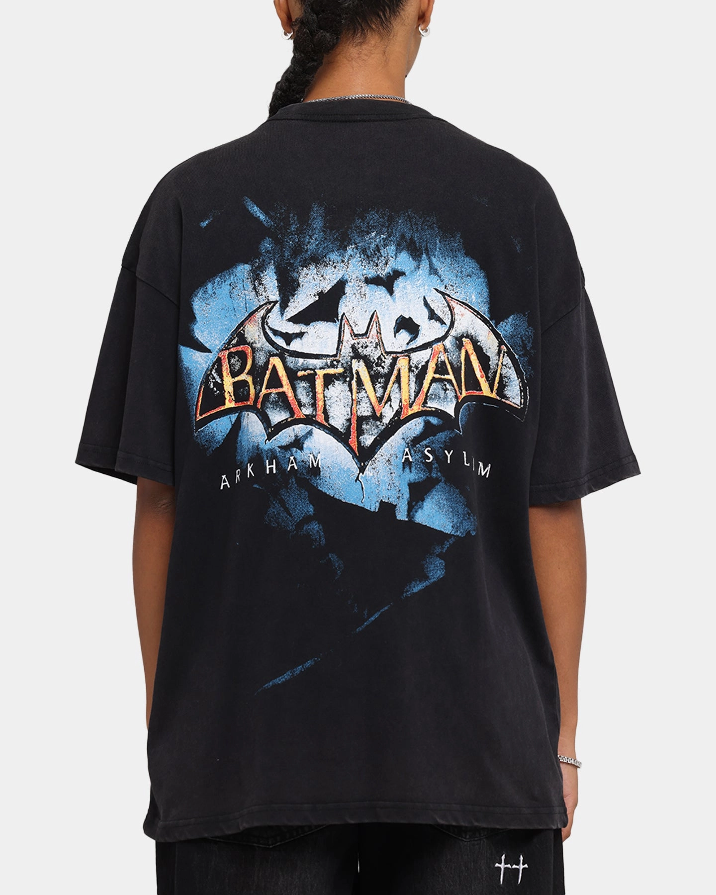 73 Studio X DC Batman Arkham Asylum Vintage T-Shirt Black Acidwash Easy Wear Style Trendy Style