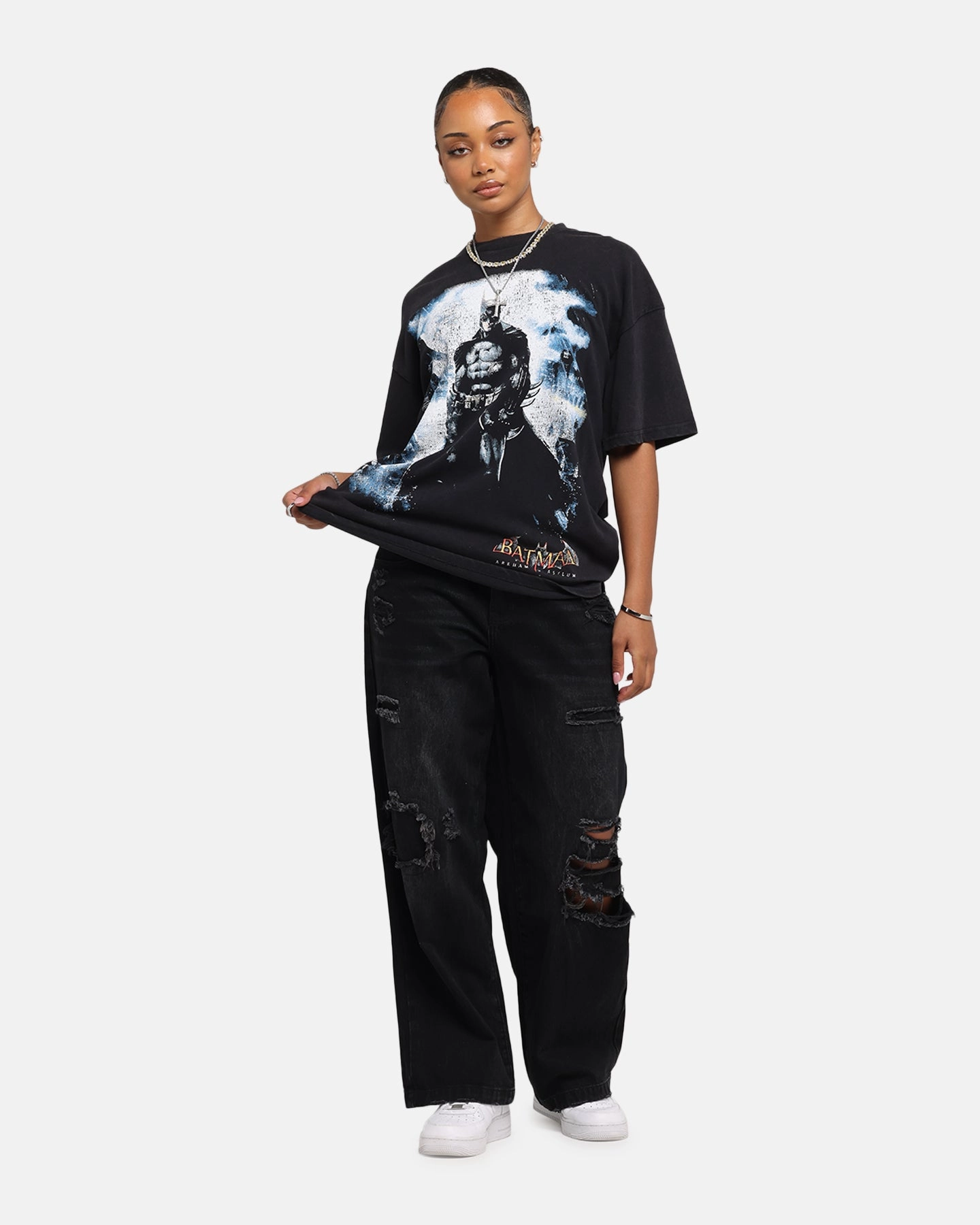 73 Studio X DC Batman Arkham Asylum Vintage T-Shirt Black Acidwash Comfy Top