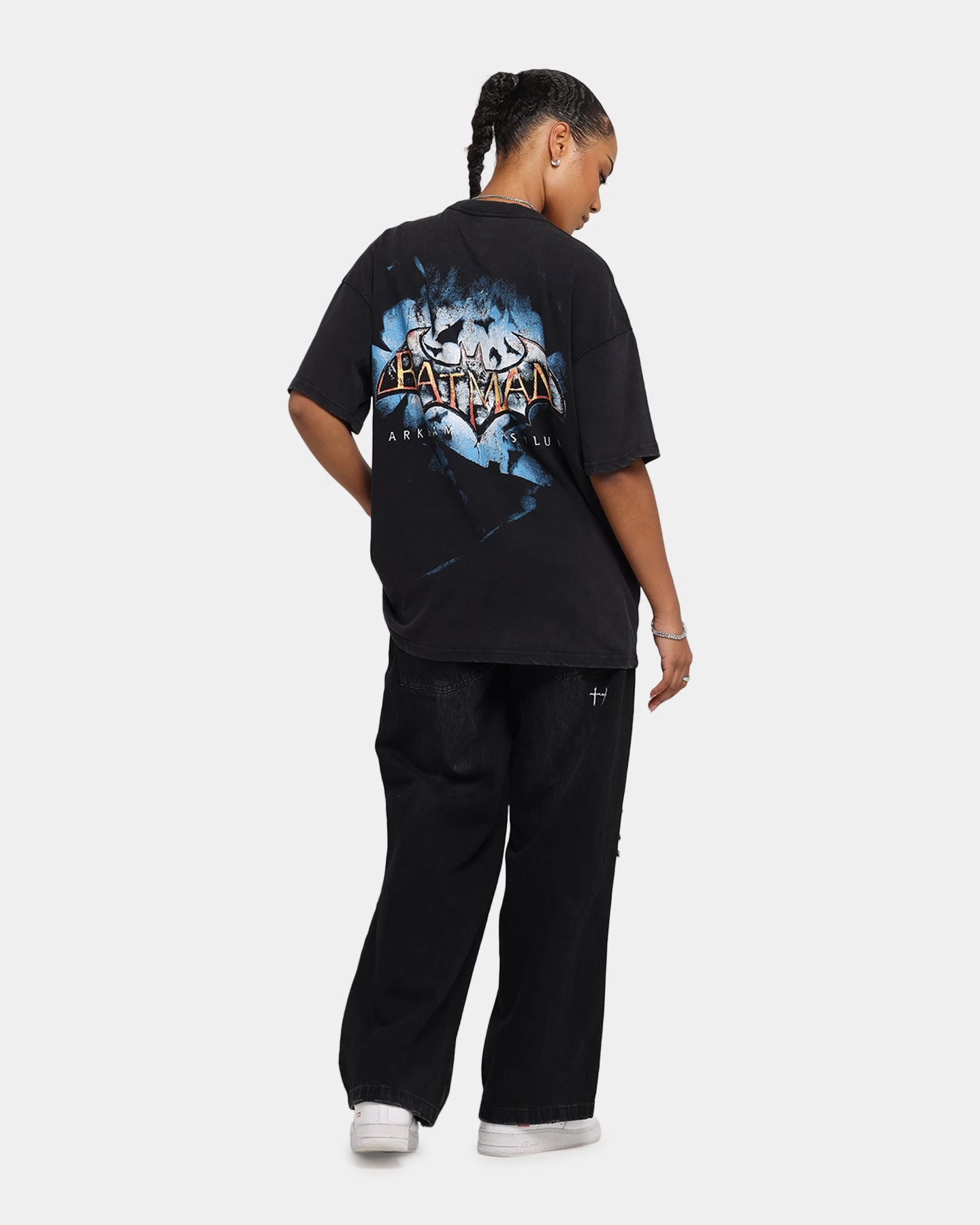 Everyday Chic Bold Comfort 73 Studio X DC Batman Arkham Asylum Vintage T-Shirt Black Acidwash
