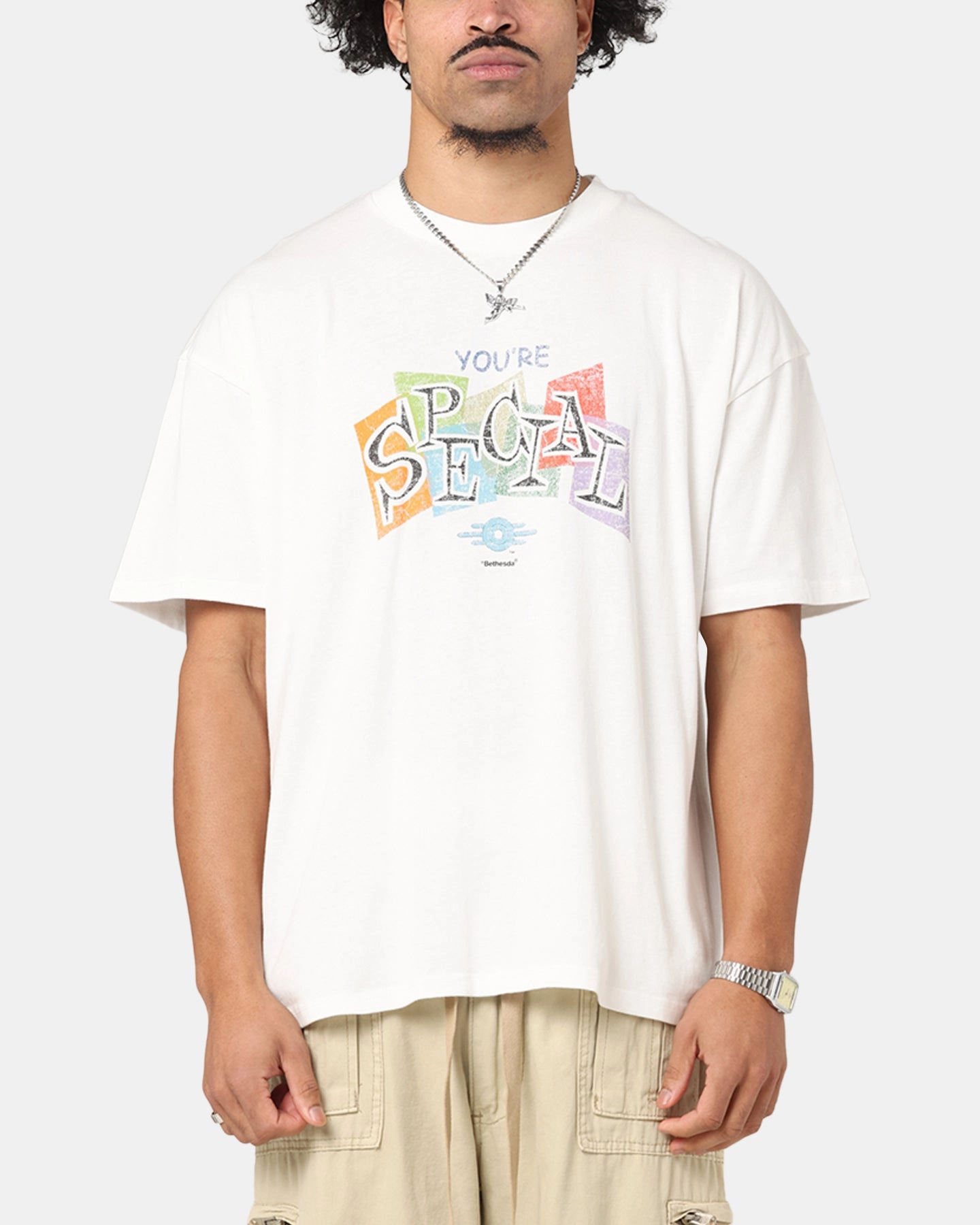 73 Studio X Fallout '76 S.P.E.C.I.A.L Vintage T-Shirt Off White Temperature Control Fabric GentleWashResistance