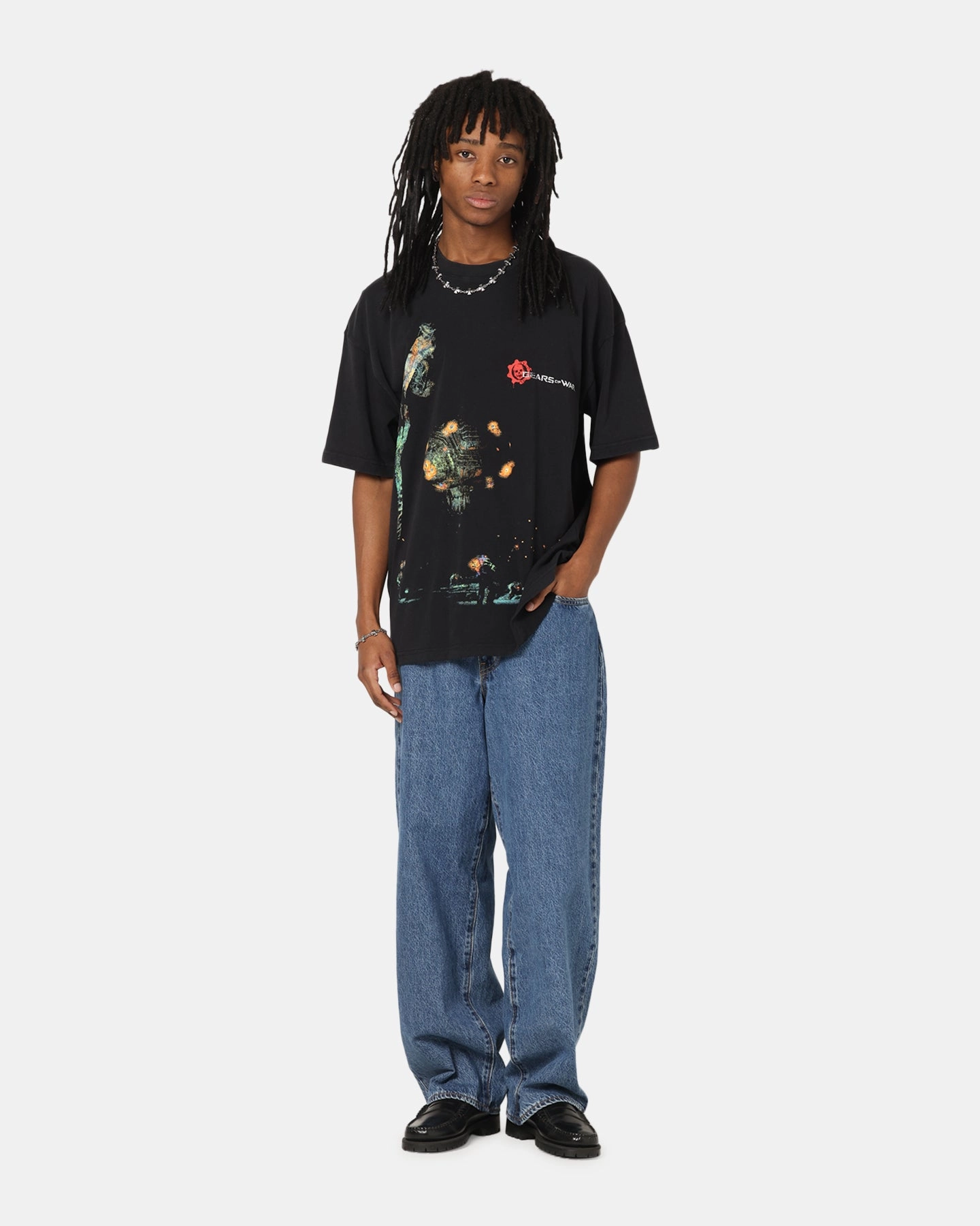 73 Studio X Gears Of War '06 Mad World Vintage T-Shirt Black Acidwash Perfect For Relaxing Fade Resistant Dye