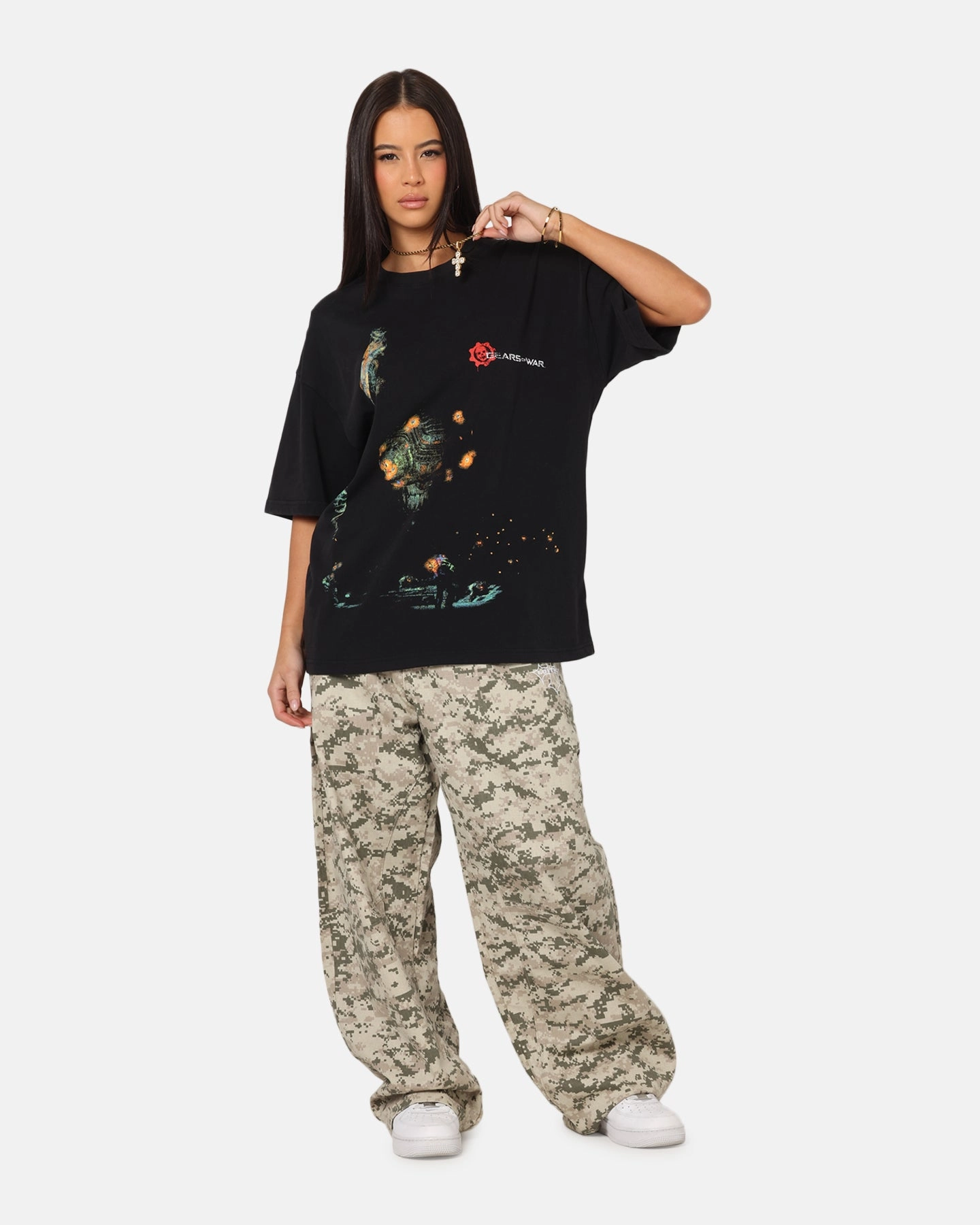 Non Irritating Tags 73 Studio X Gears Of War '06 Mad World Vintage T-Shirt Black Acidwash