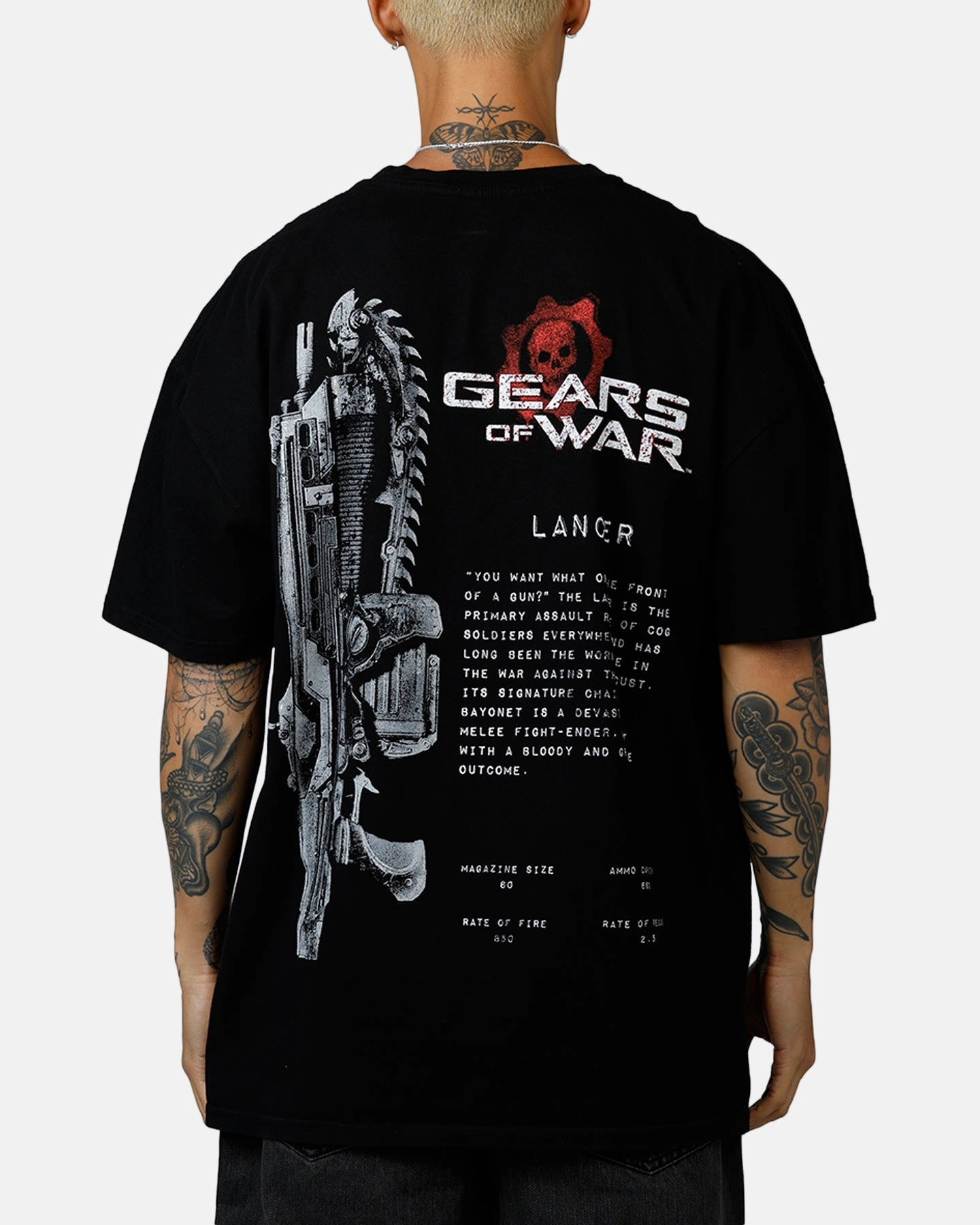 73 Studio X Gears Of War Lancer T-Shirt Black ReinforcedNeckline