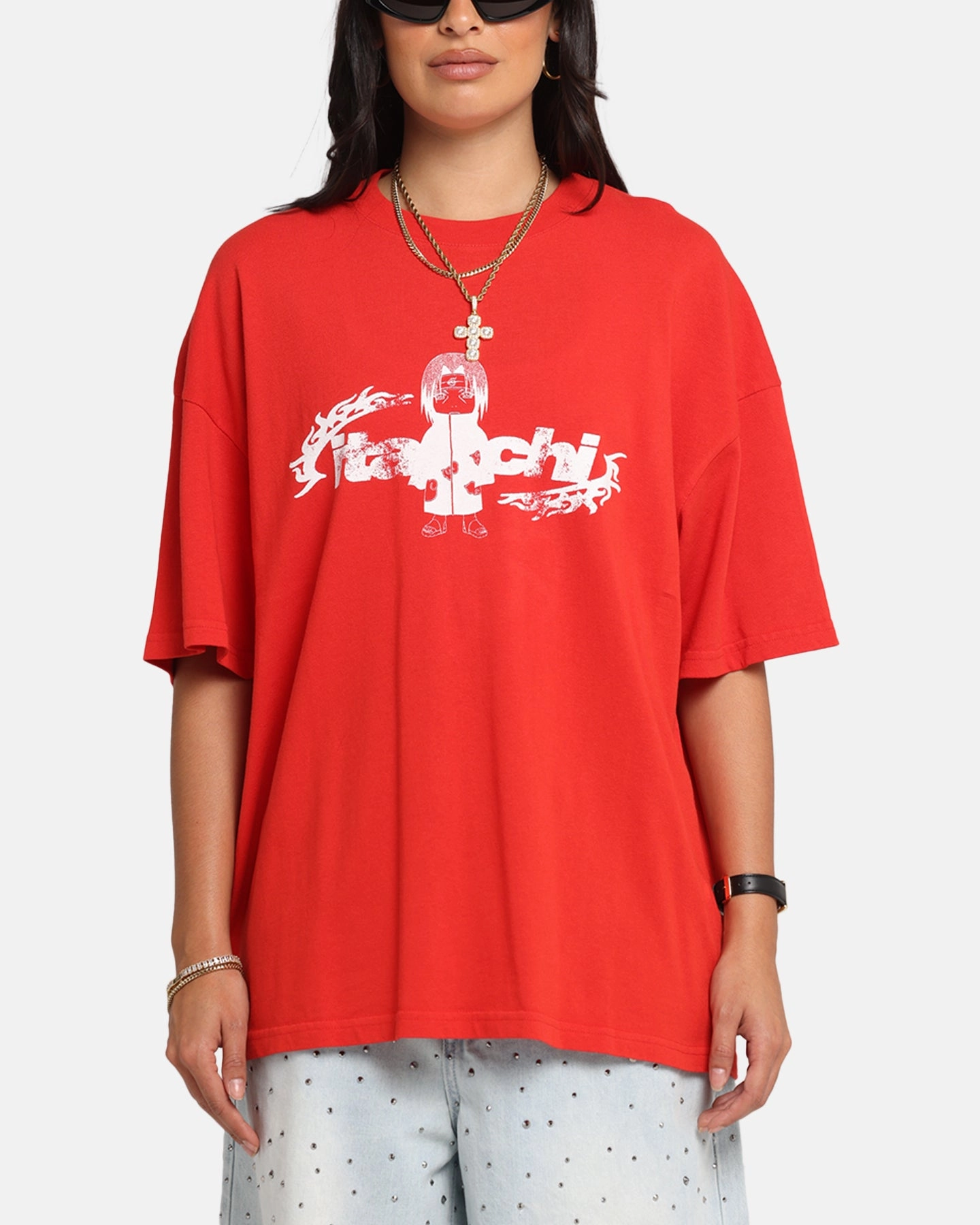 73 Studio X Naruto Chibi Itachi Vintage T-Shirt Red Light Casual