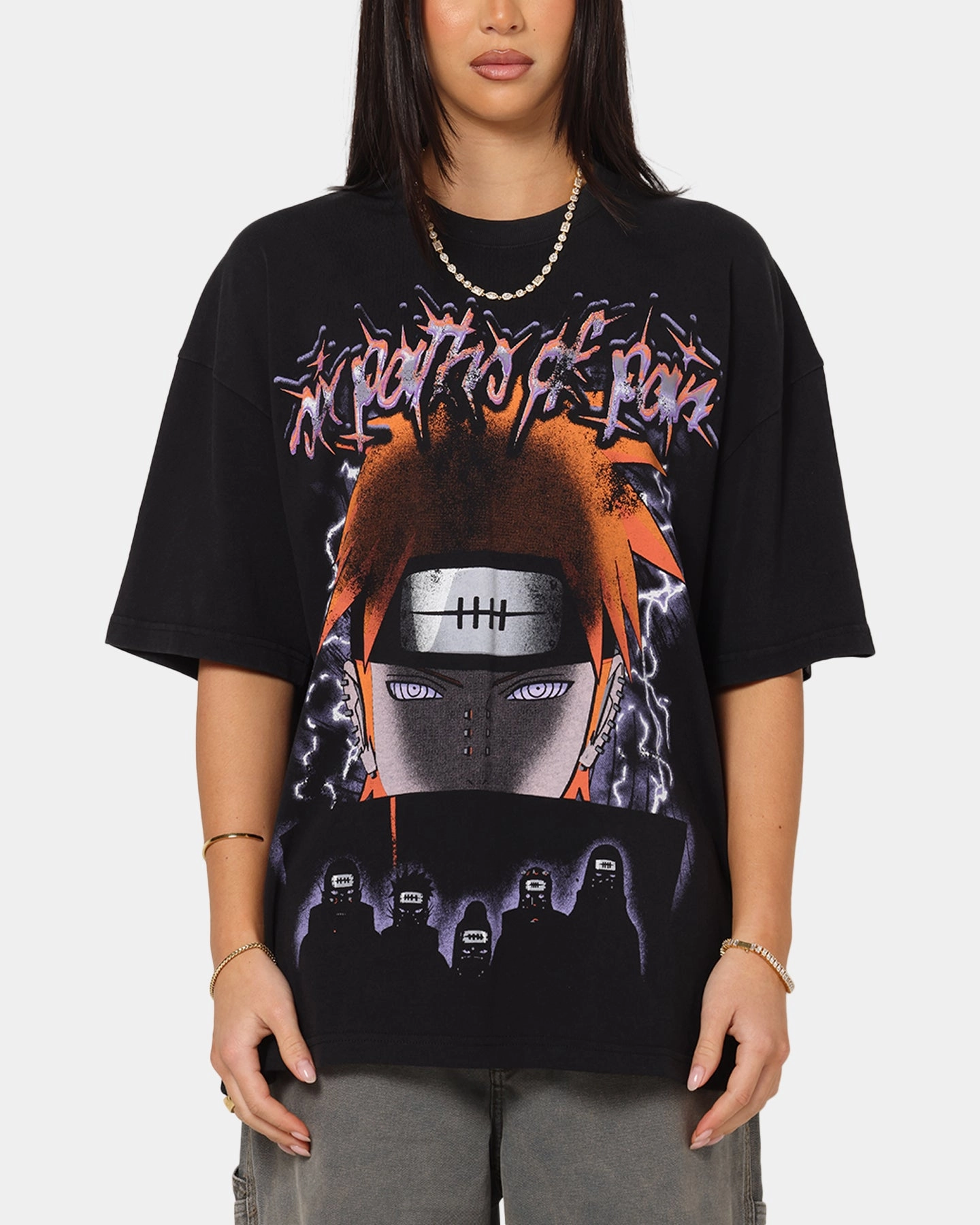 UltraLightweight Versatile Style 73 Studio X Naruto Shippuden Paths Of Pain Vintage T-Shirt Black Acidwash
