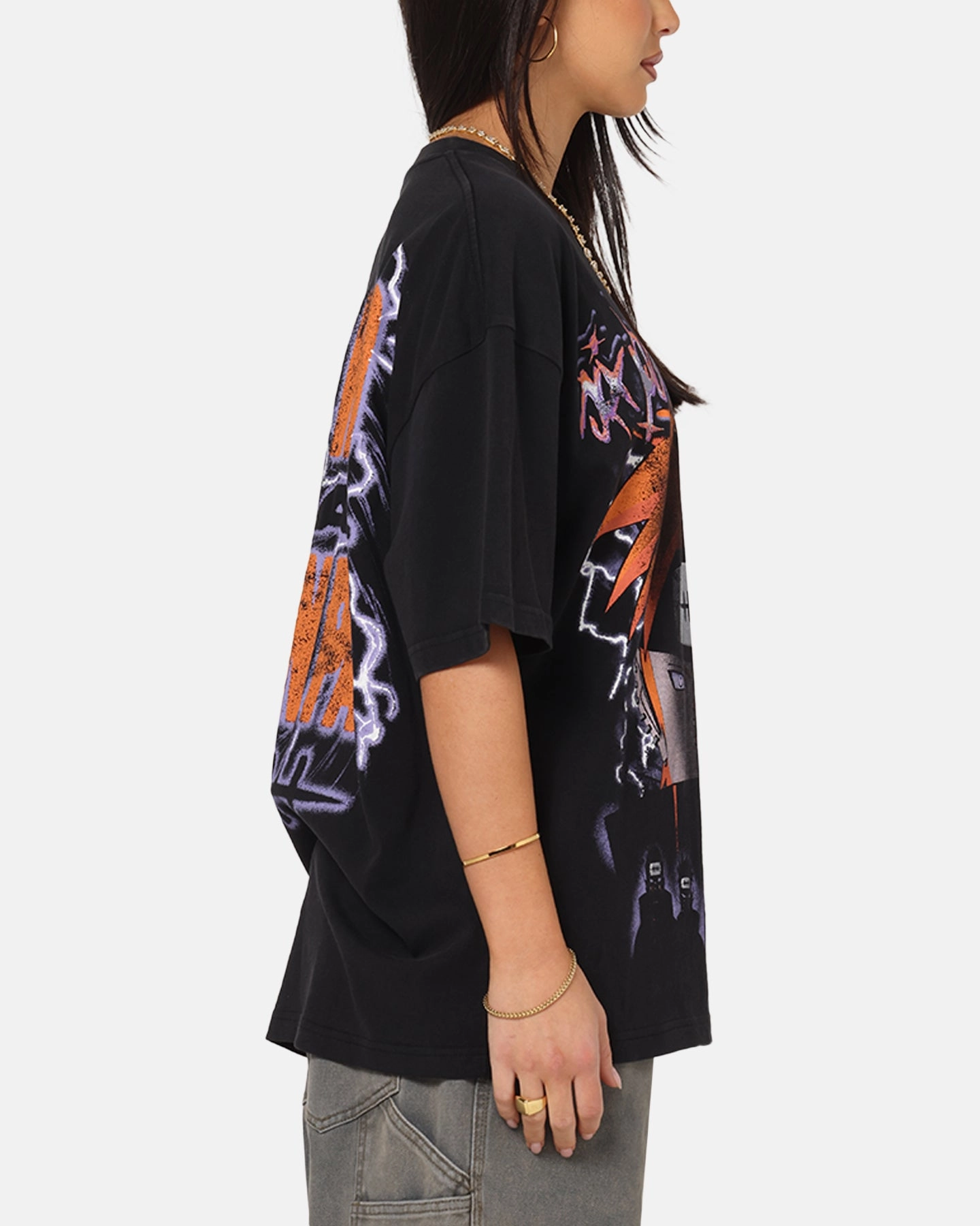 73 Studio X Naruto Shippuden Paths Of Pain Vintage T-Shirt Black Acidwash Functional Style polo neck