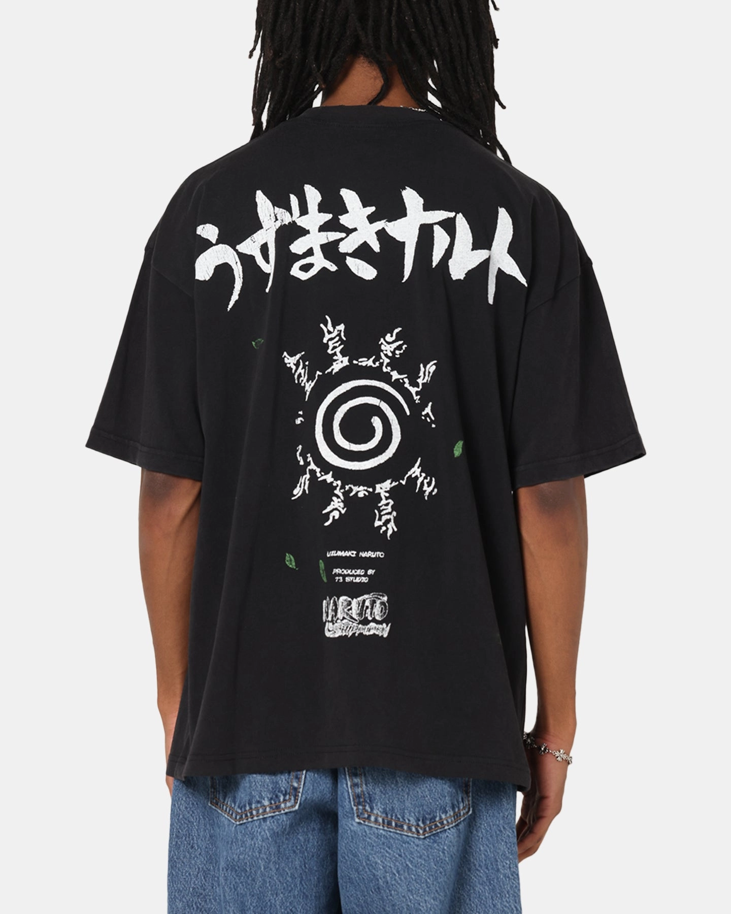 73 Studio X Naruto Shippuden Uzamaki Vintage T-Shirt Black Acidwash futuristic