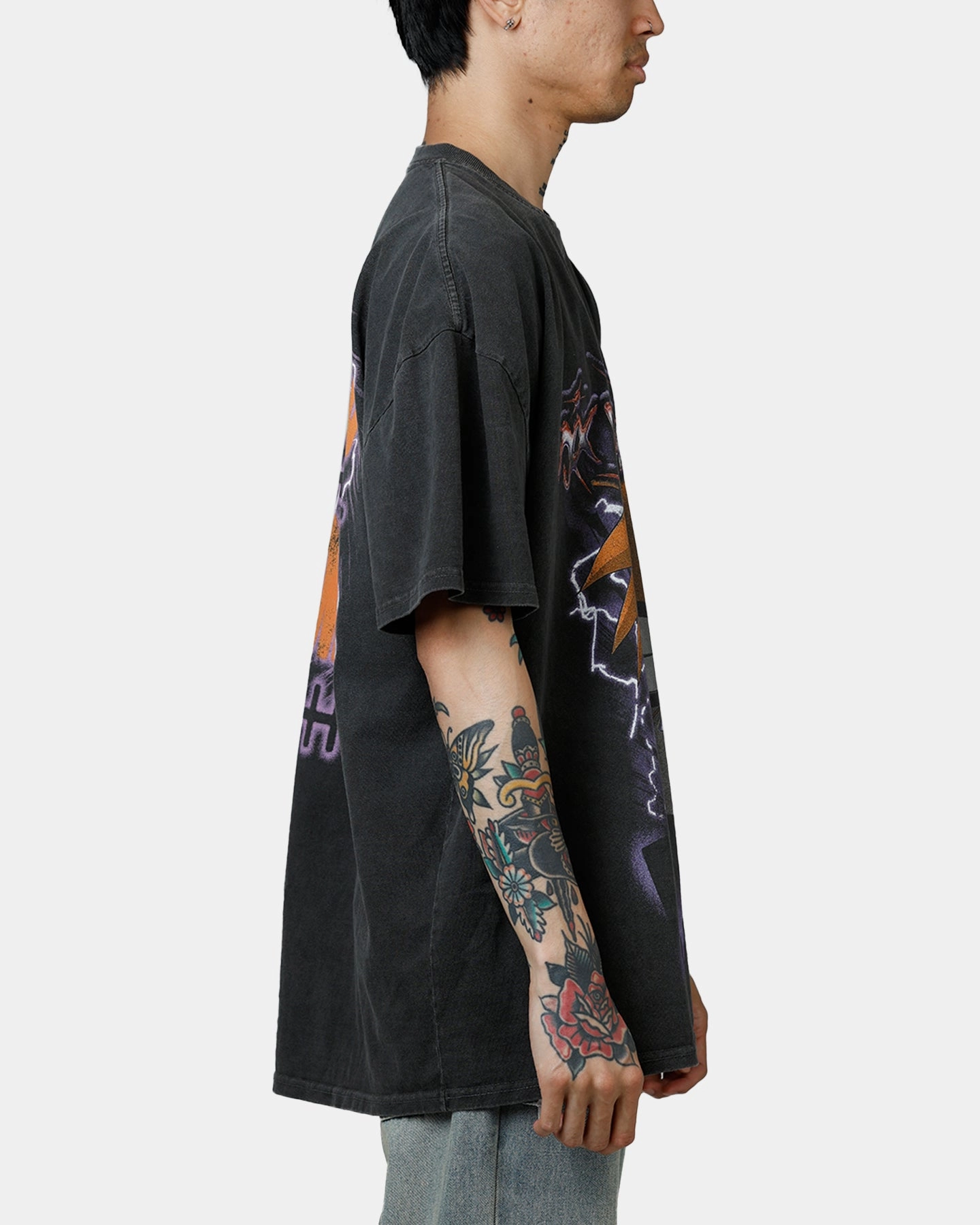 73 Studio X Naruto Six Paths Of Pain Heavyweight T-Shirt Black Wash Easy-Going Style Self Fabric Tape