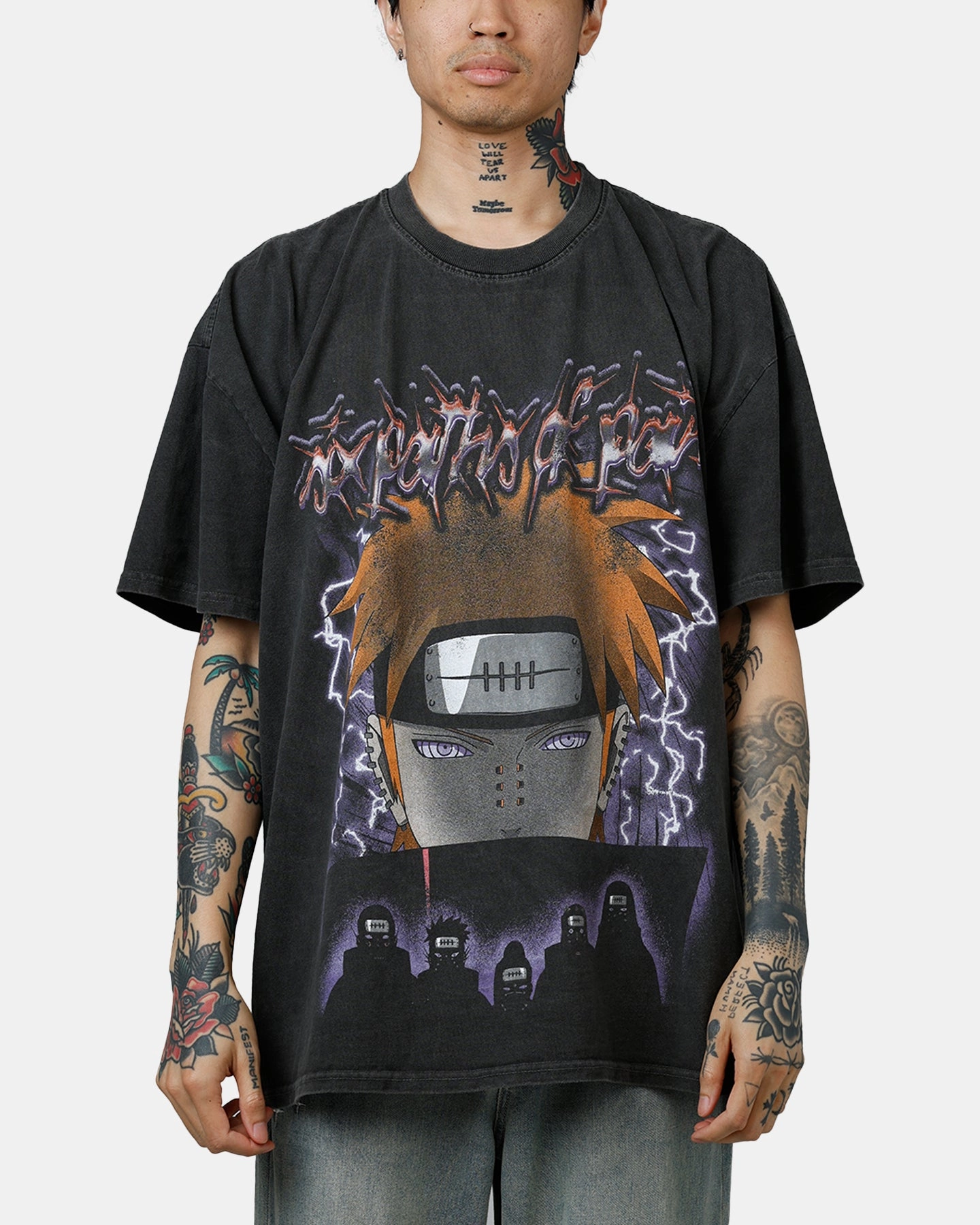 NonRestrictiveCut 73 Studio X Naruto Six Paths Of Pain Heavyweight T-Shirt Black Wash