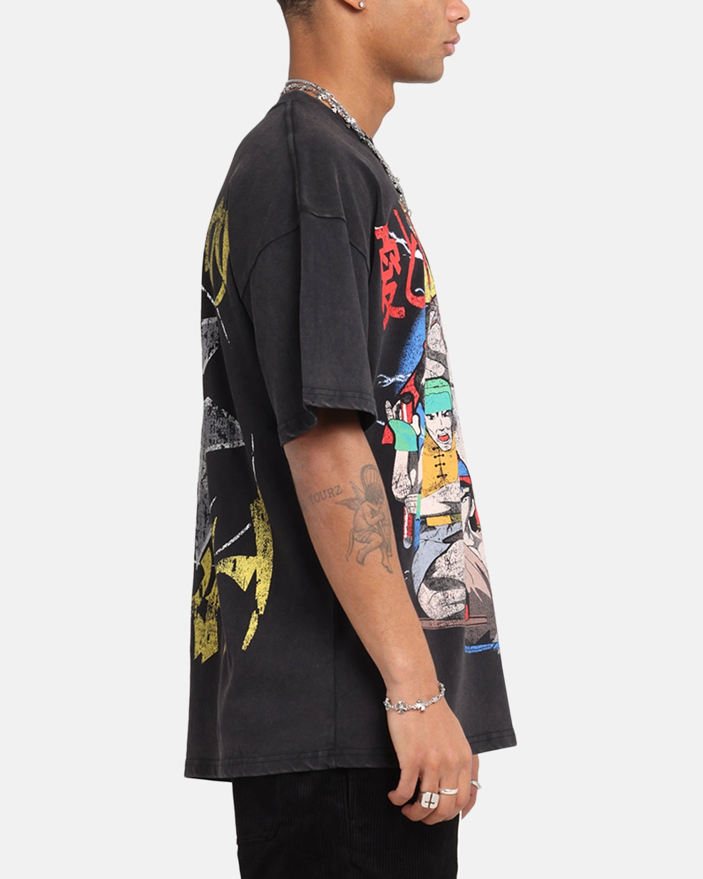 73 Studio X South Park Lets Fighting Love Vintage T-Shirt Black Acidwash Wrinkle Resistant Material